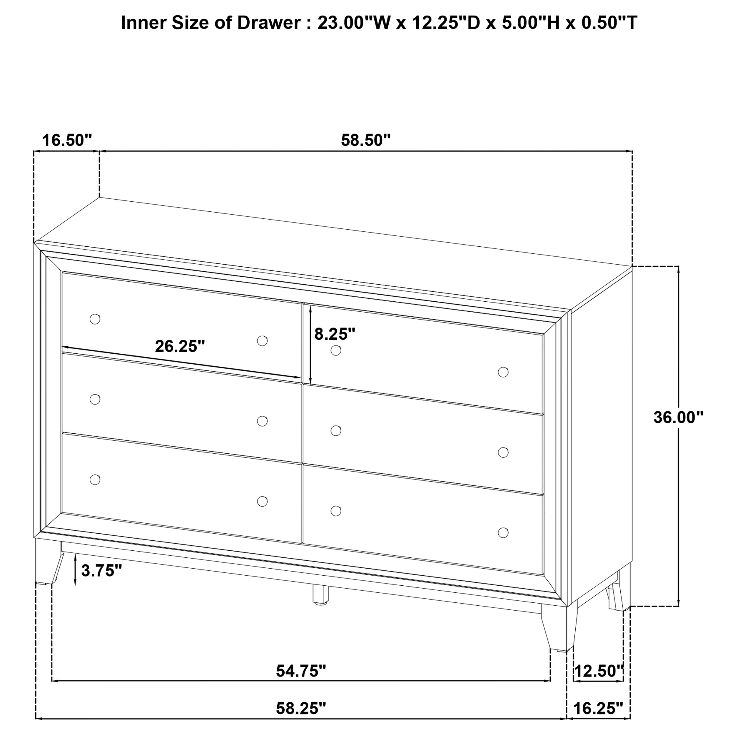 Welsley 6-drawer Dresser Cabinet Walnut-