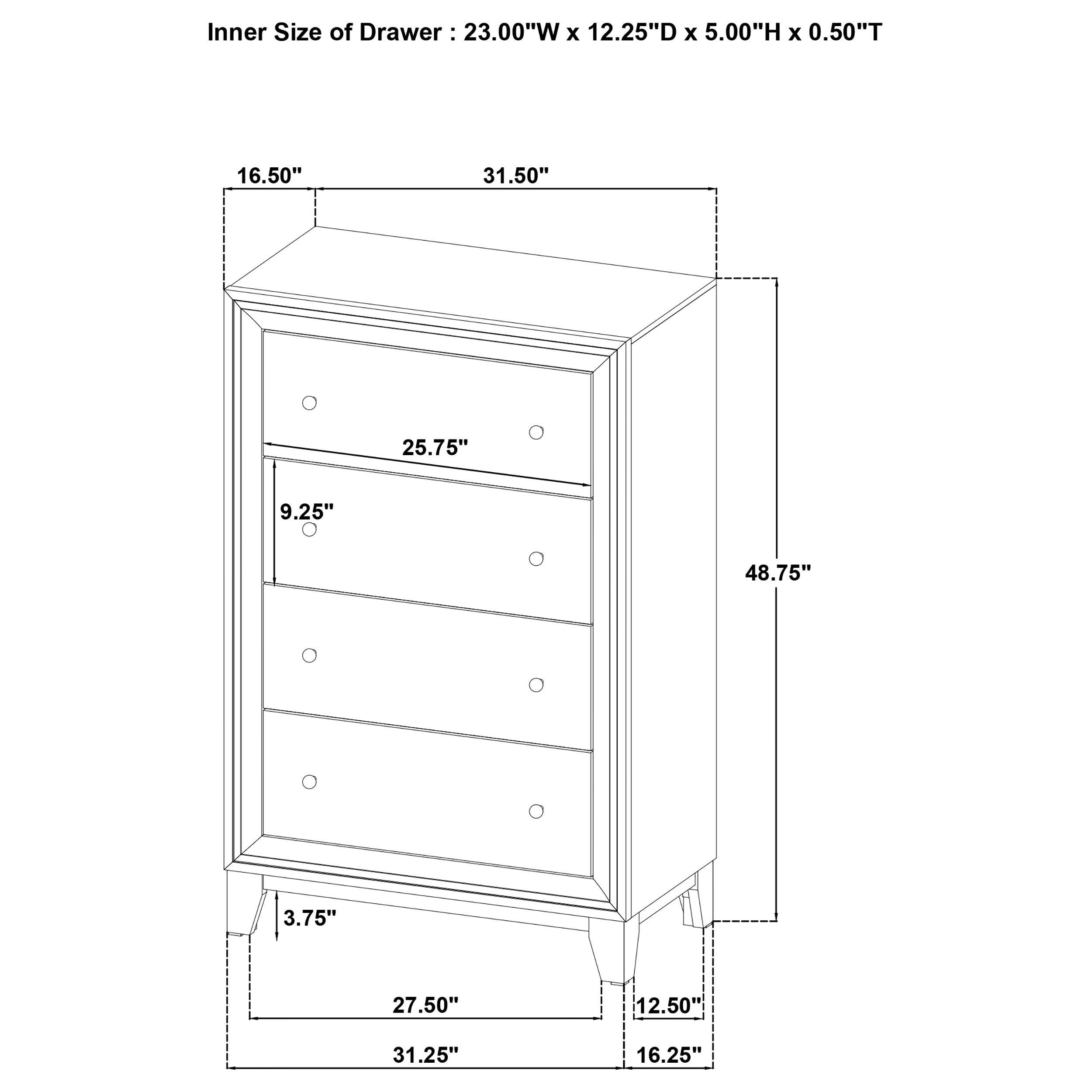 Welsley 4-drawer Chest of Drawers Walnut-