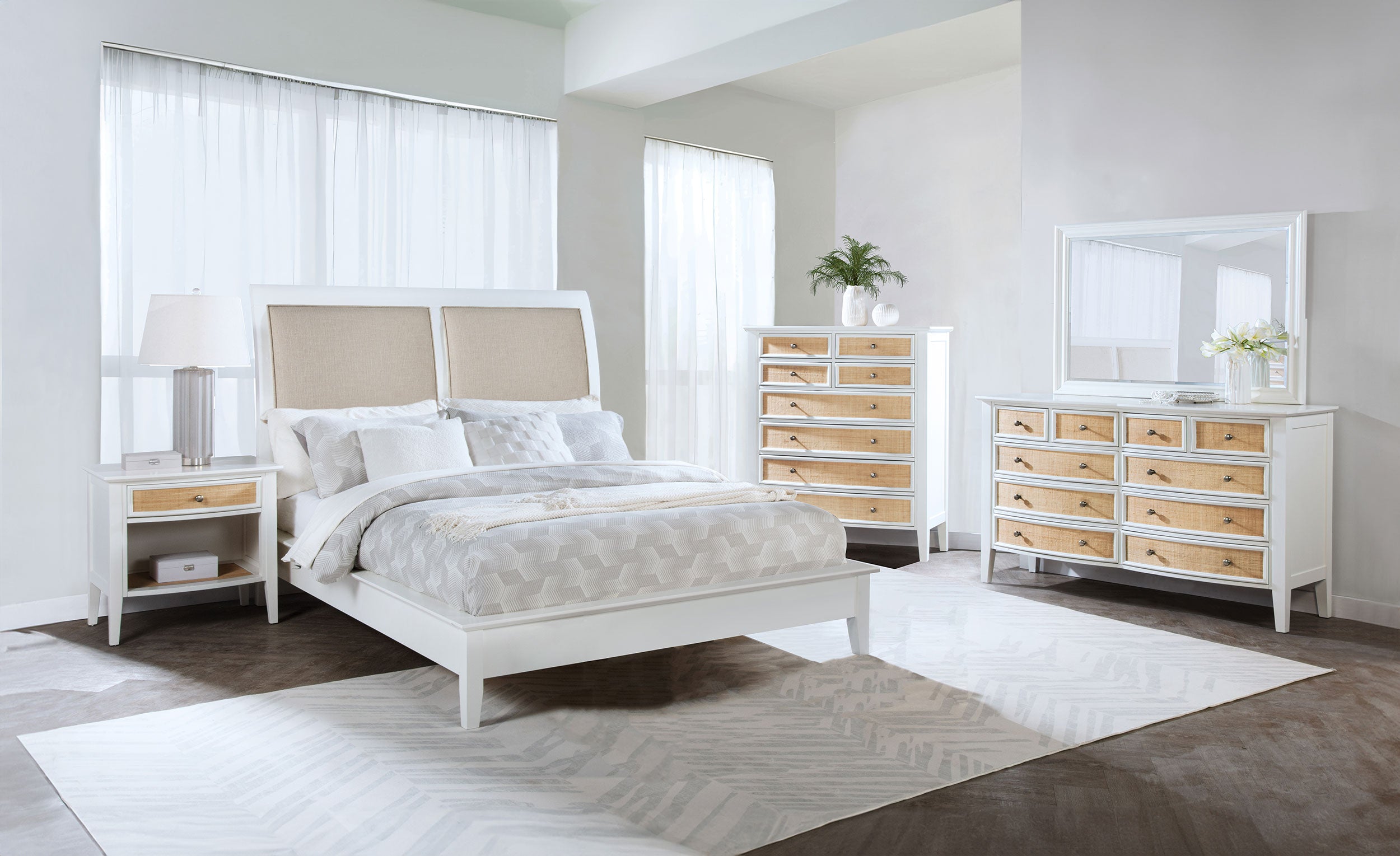 Bexhill 56-inch Upholstered Queen Panel Bed White-