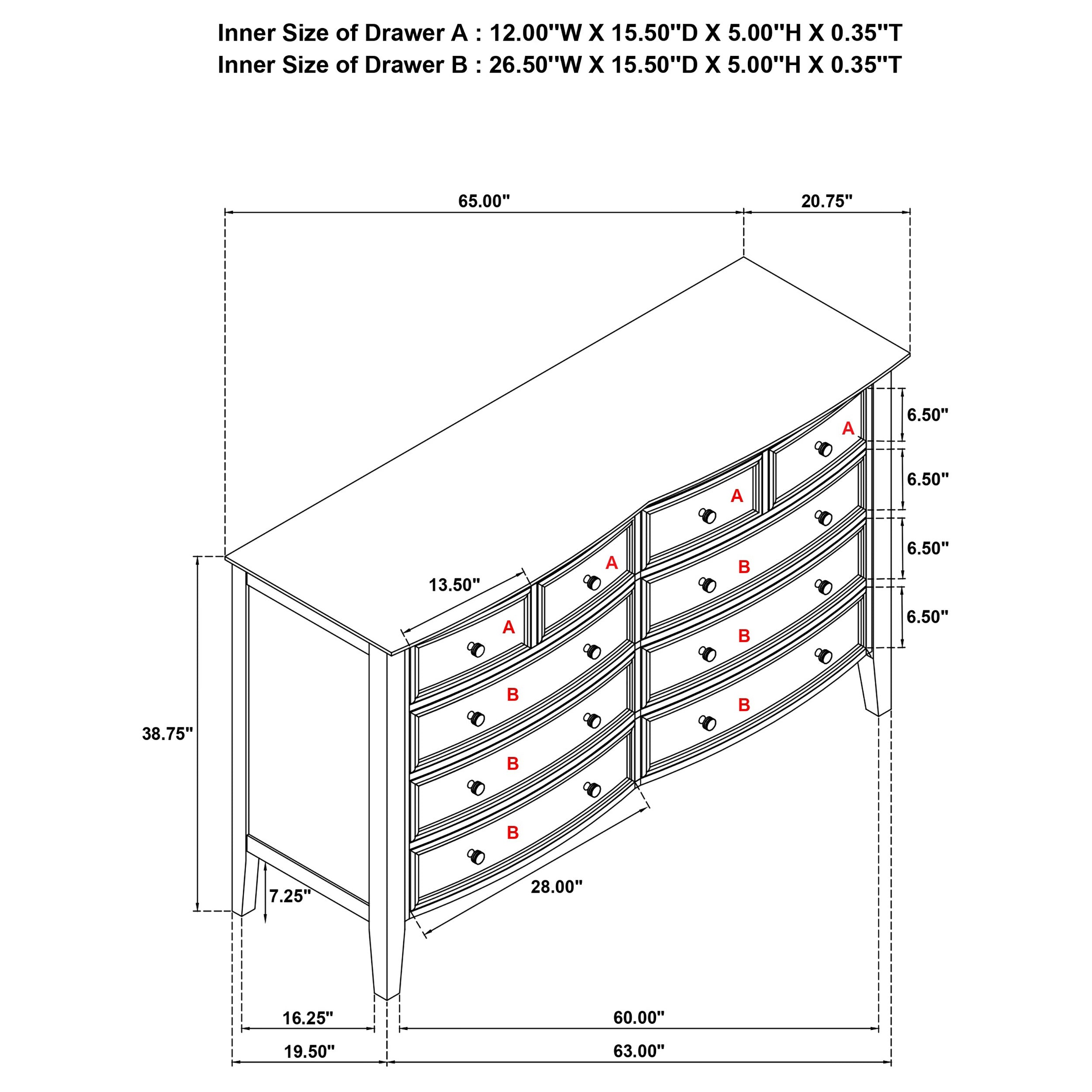 Bexhill 10-drawer Dresser Cabinet White-