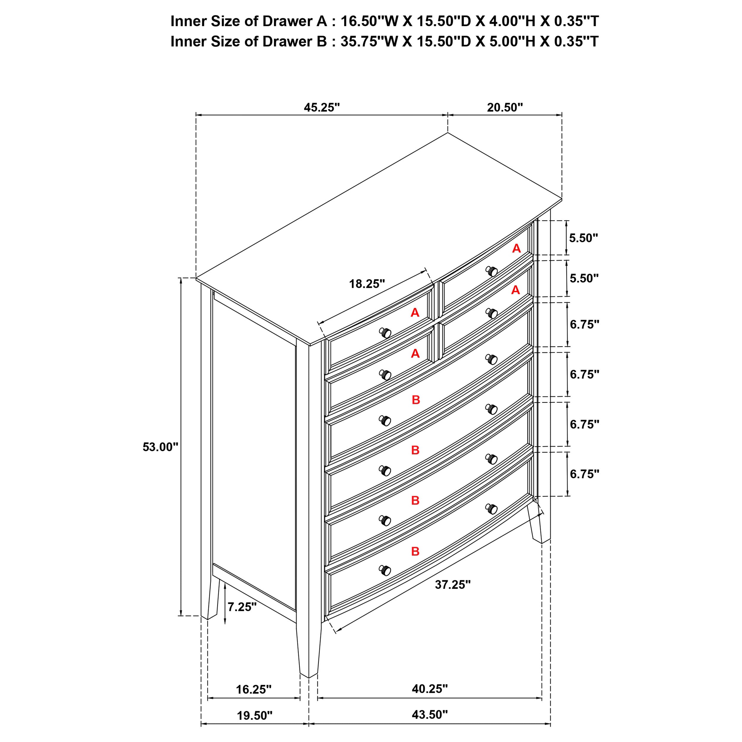 Bexhill 8-drawer Chest of Drawers White-