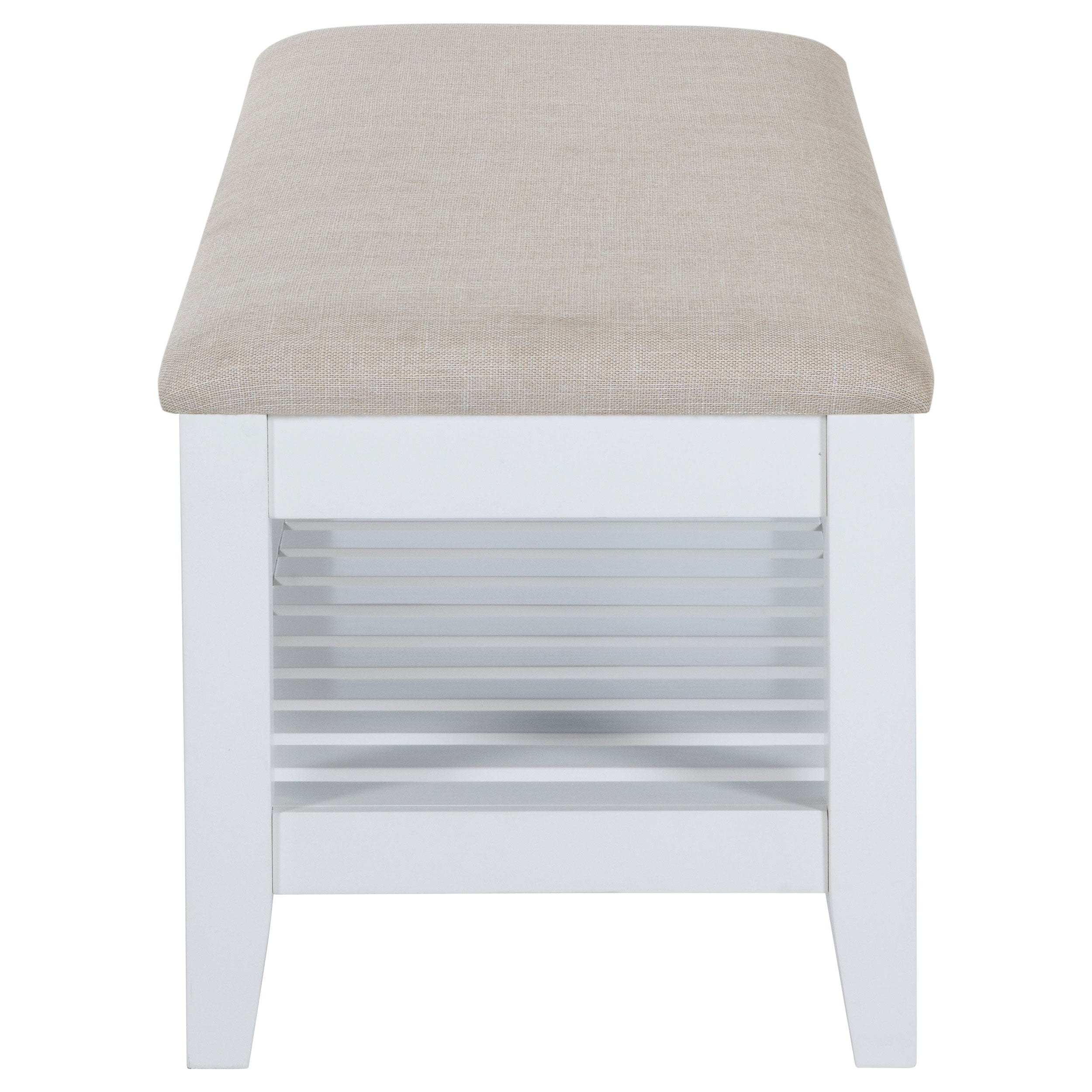 Bexhill Upholstered Rectangular Bench with Shelf White-