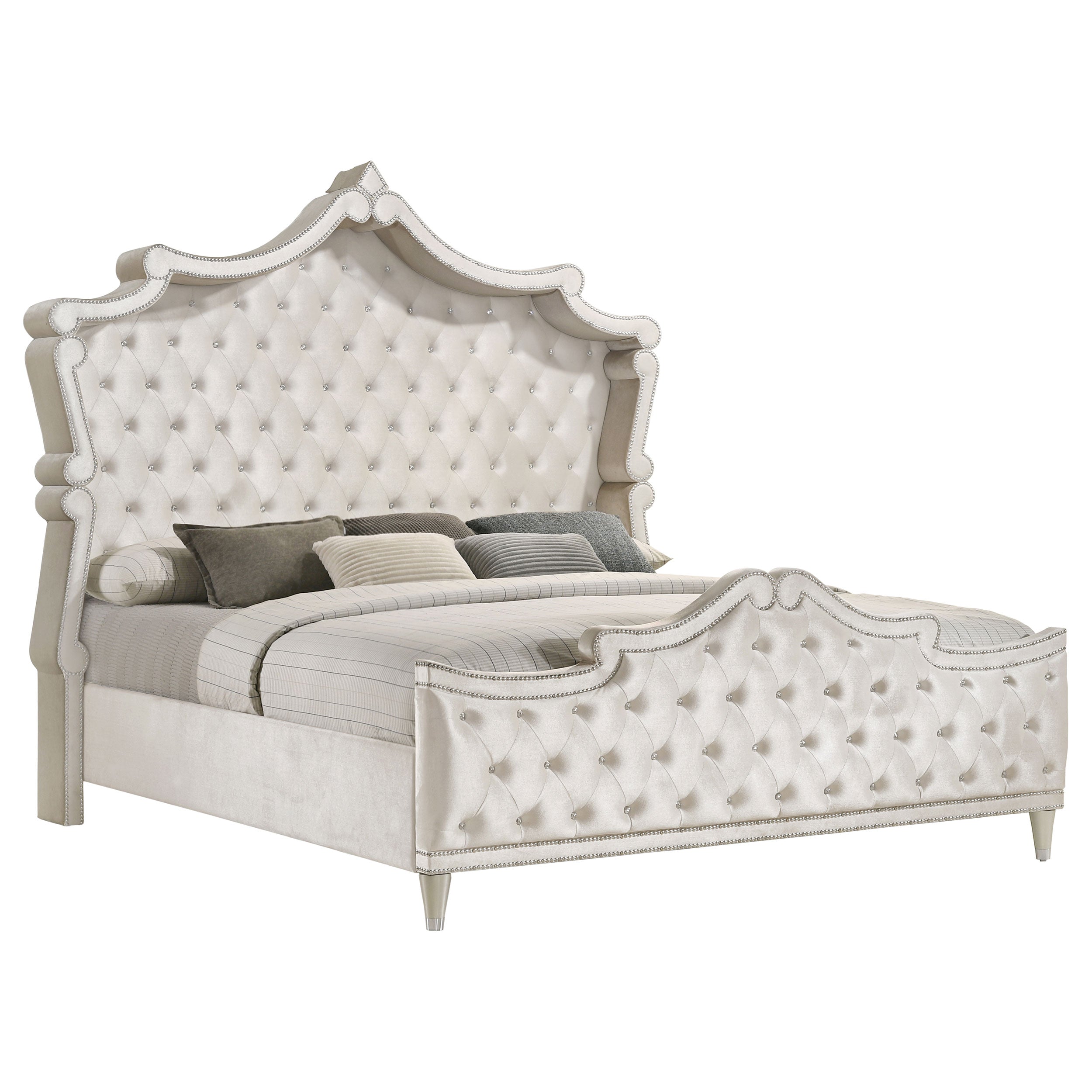 Antonella Upholstered Queen Panel Bed Ivory and Camel-CoasterElevations