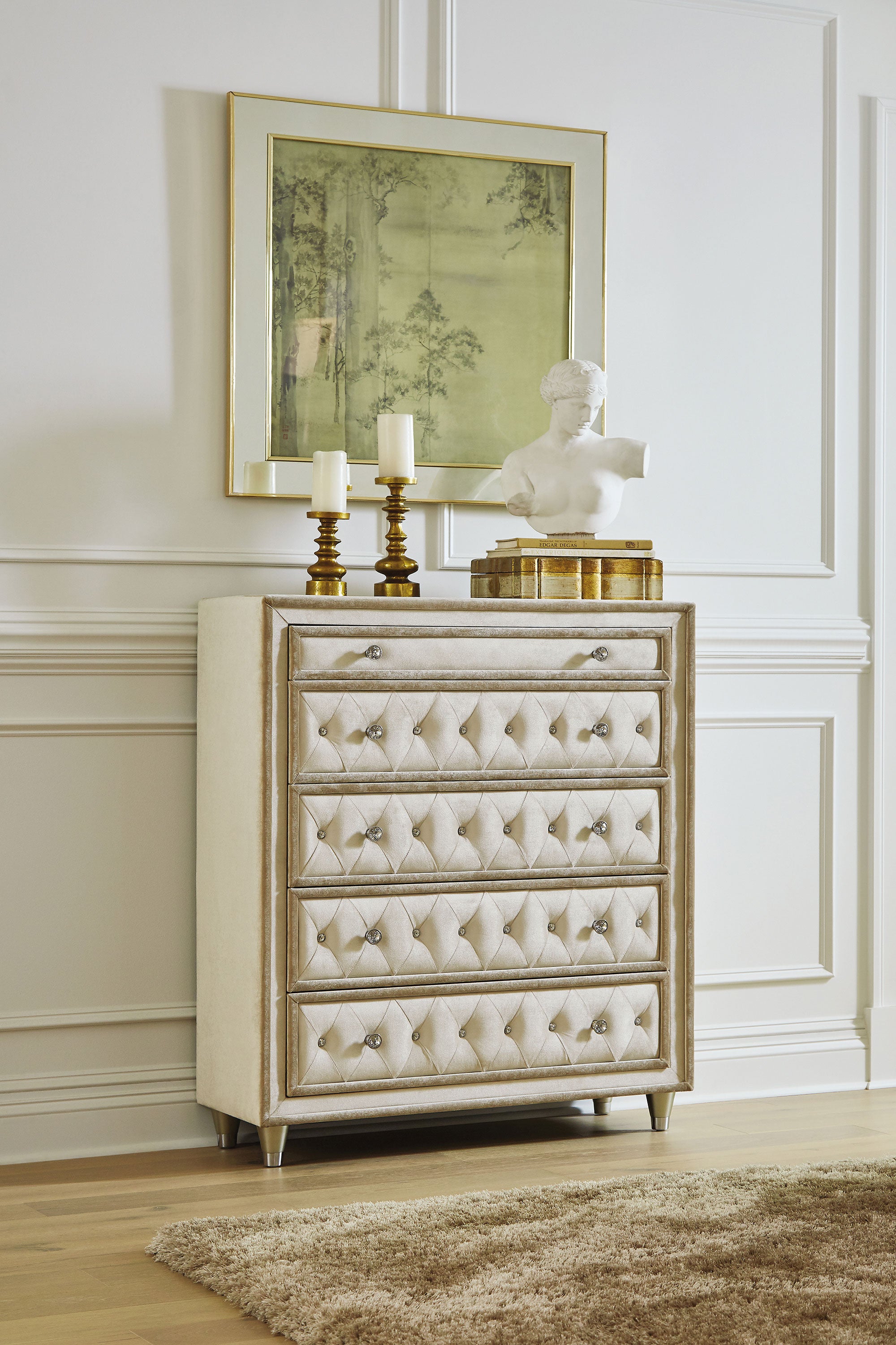Antonella 5-drawer Bedroom Chest Ivory and Camel-CoasterElevations