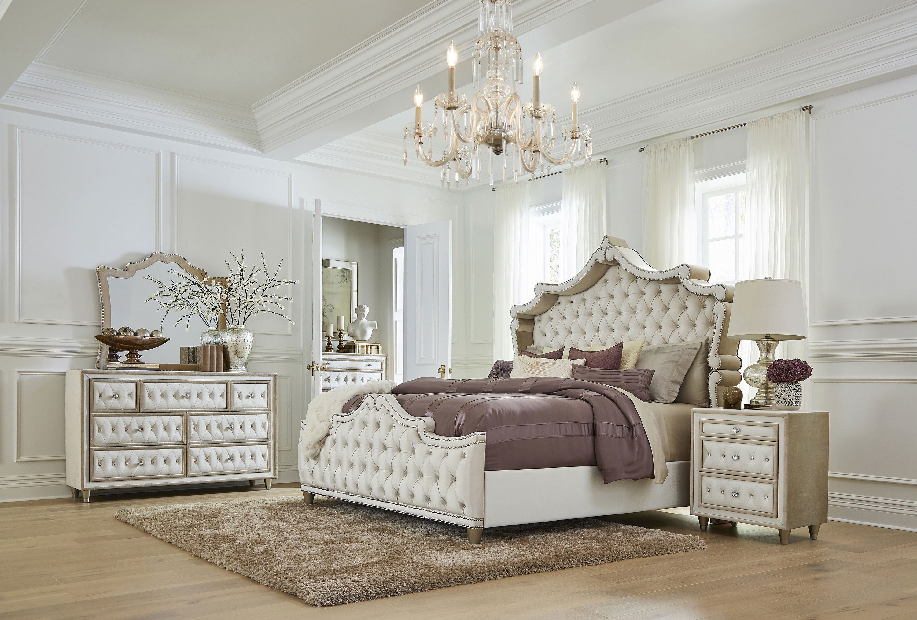 Antonella 5-drawer Bedroom Chest Ivory and Camel-CoasterElevations