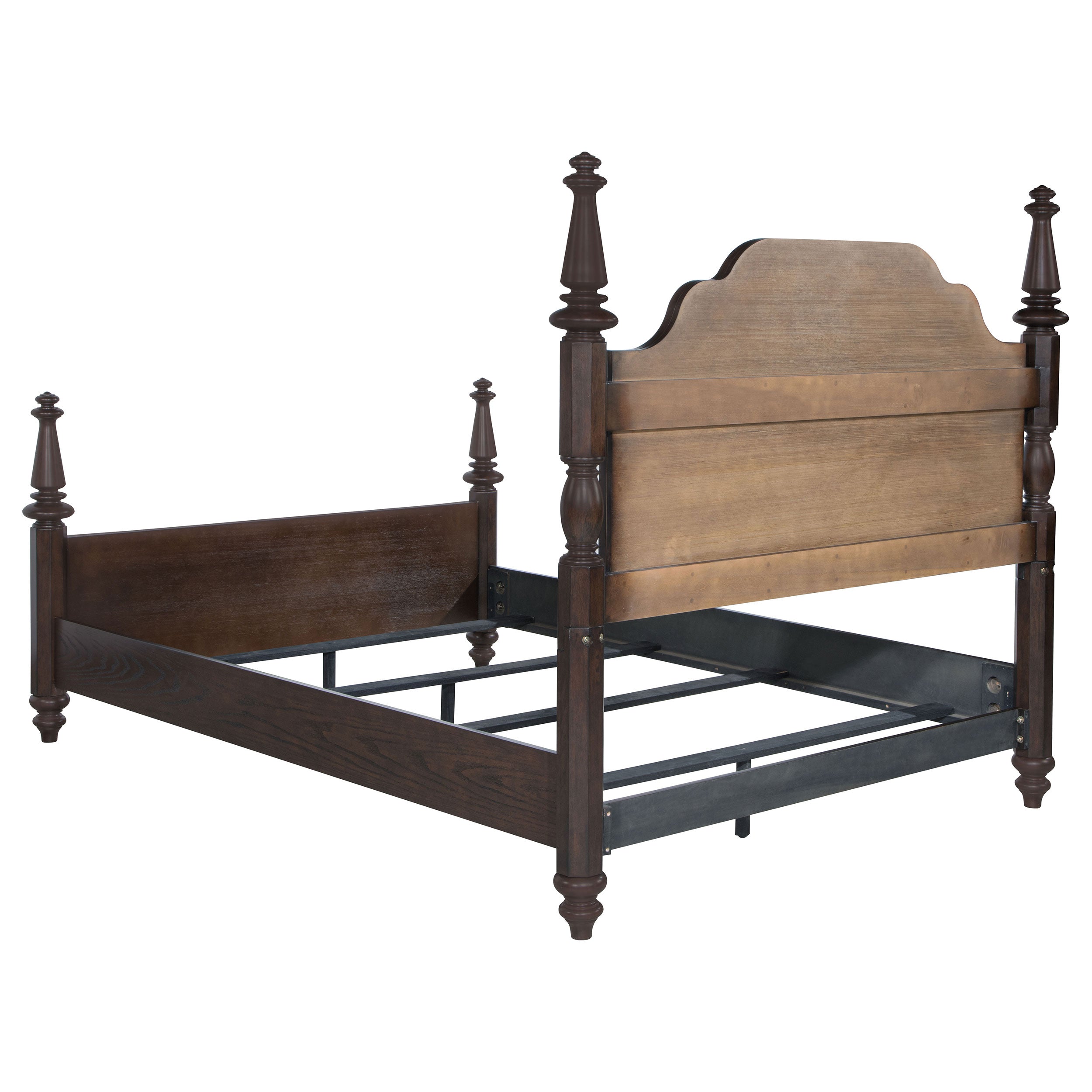 Andover 63-inch Four Poster Queen Bed Dark Oak-