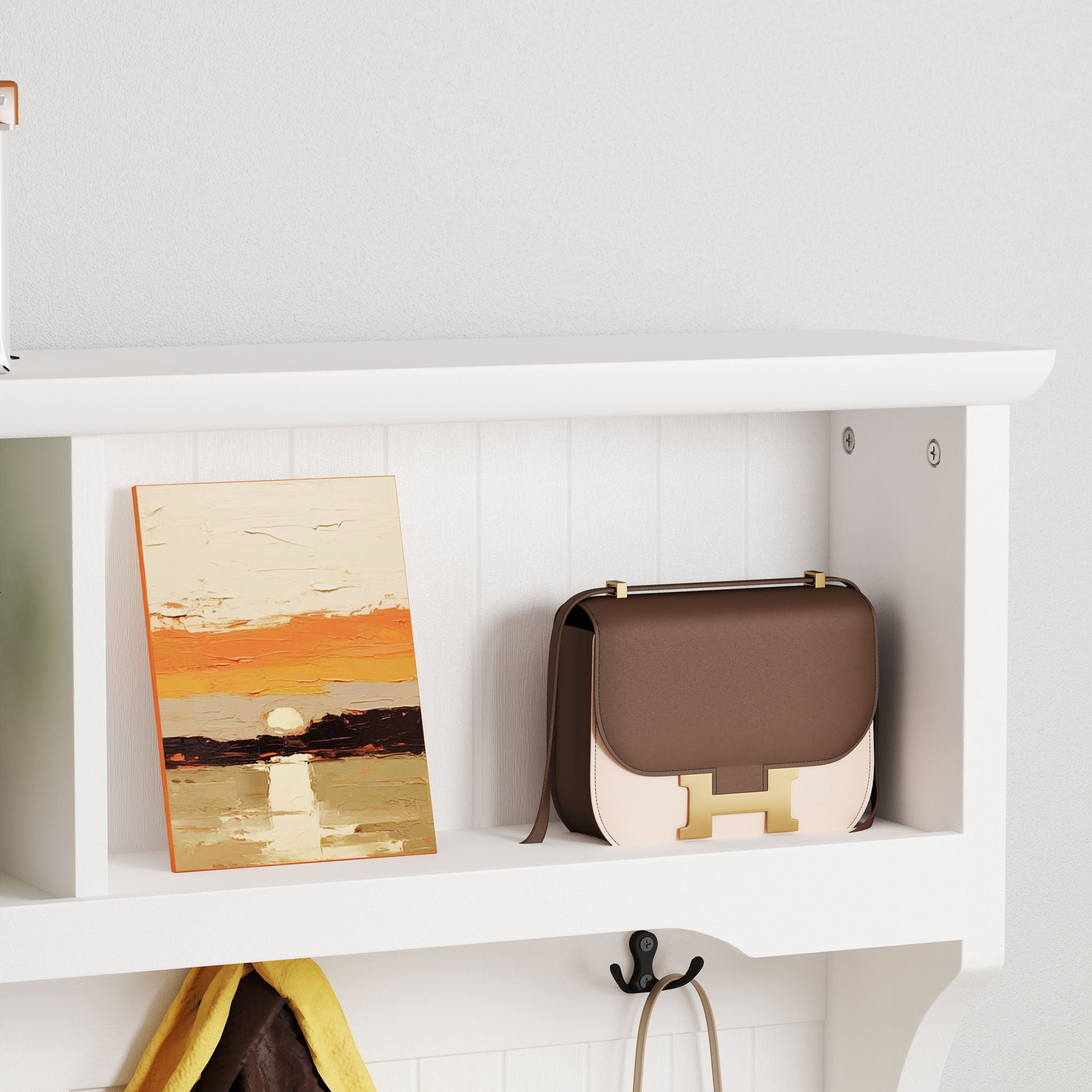 Modern 3 In 1 Hallway Hall Tree With Storage Drawers, Coat Rack, Shoe Rack Bench And Cushion