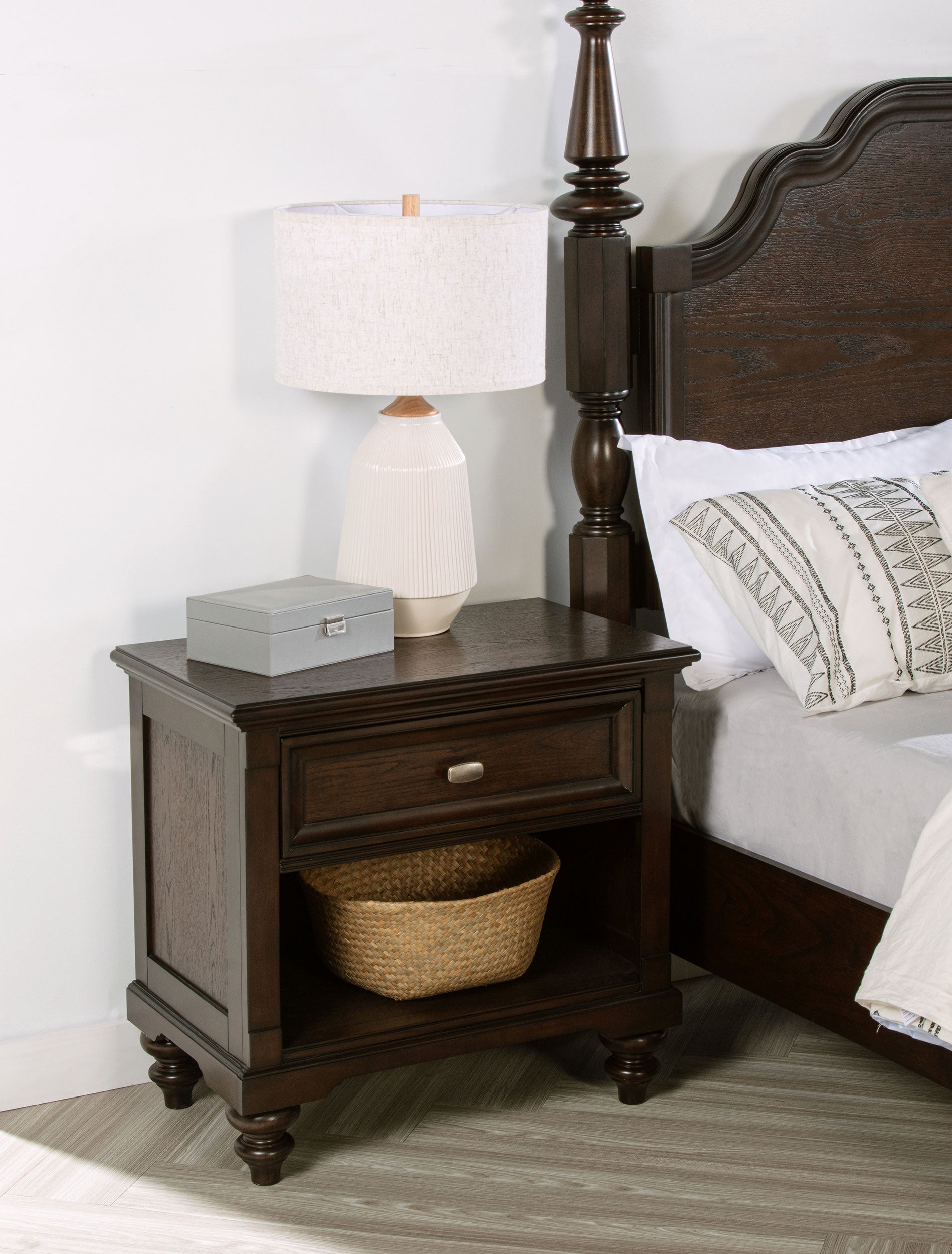 Andover 1-drawer Nightstand Bedside Table Dark Oak-