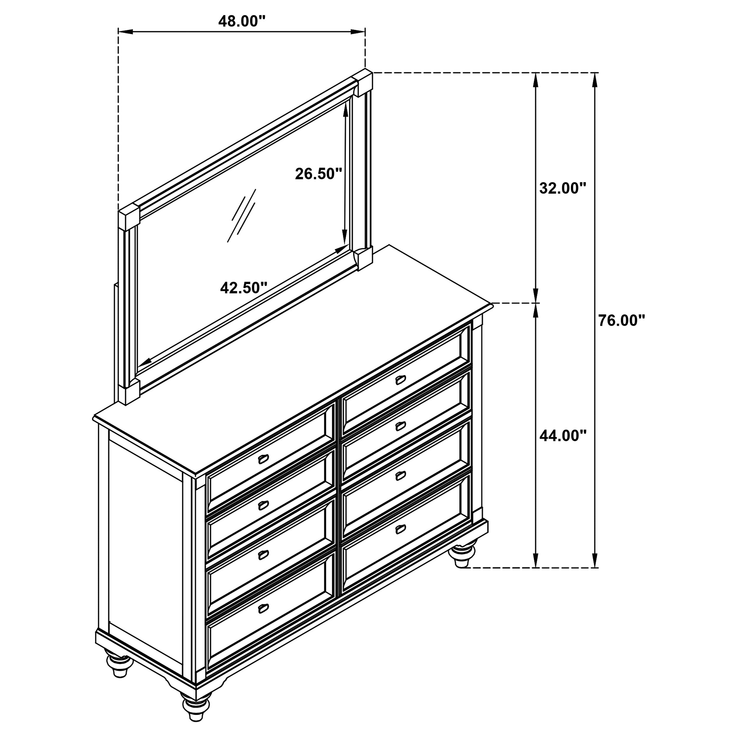 Andover 8-drawer Dresser and Mirror Dark Oak-