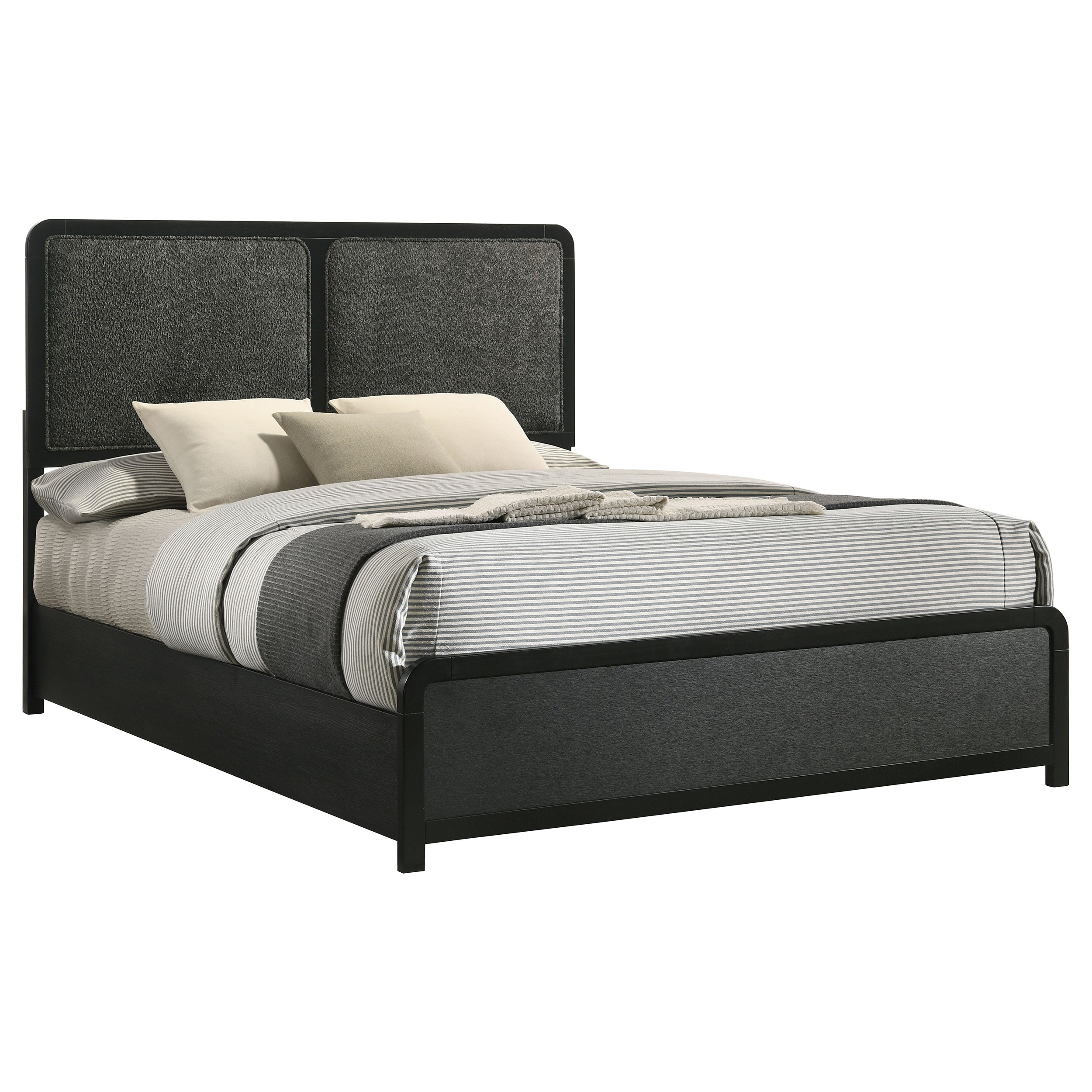 Cavelle 51-inch Upholstered Queen Panel Bed Black-