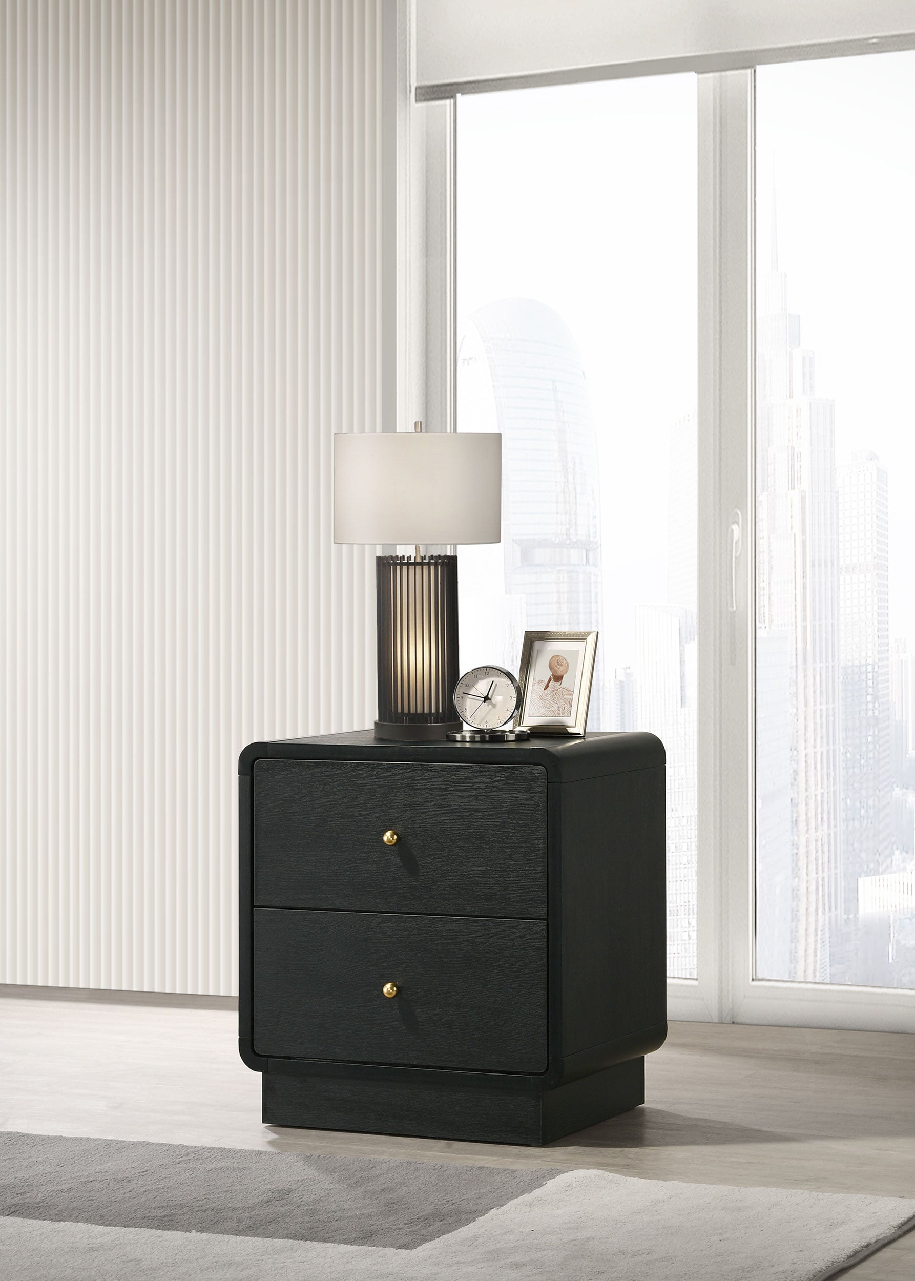 Cavelle 2-drawer Nightstand Bedside Table Black-