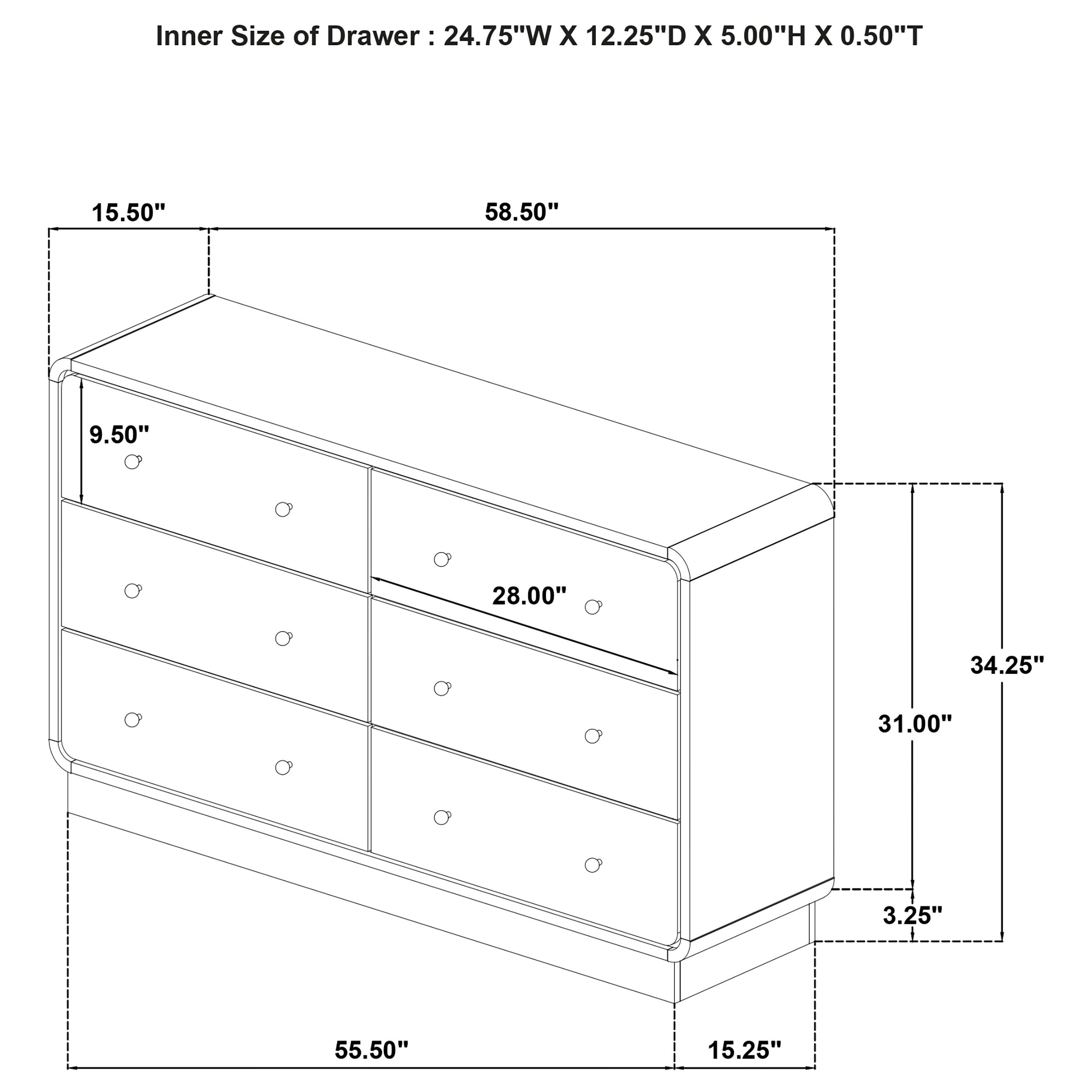 Cavelle 6-drawer Dresser Cabinet Black-