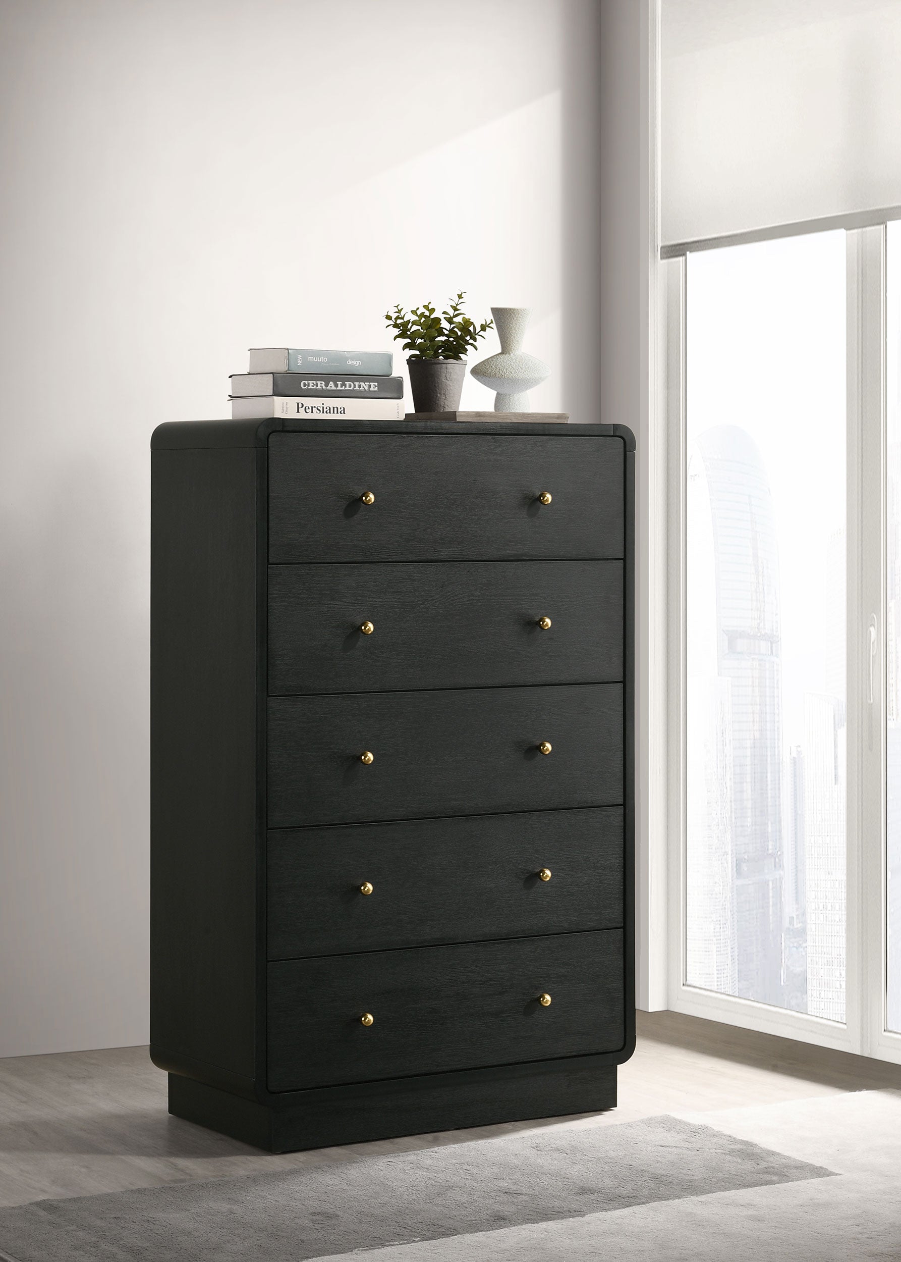 Cavelle 5-drawer Chest of Drawers Black-