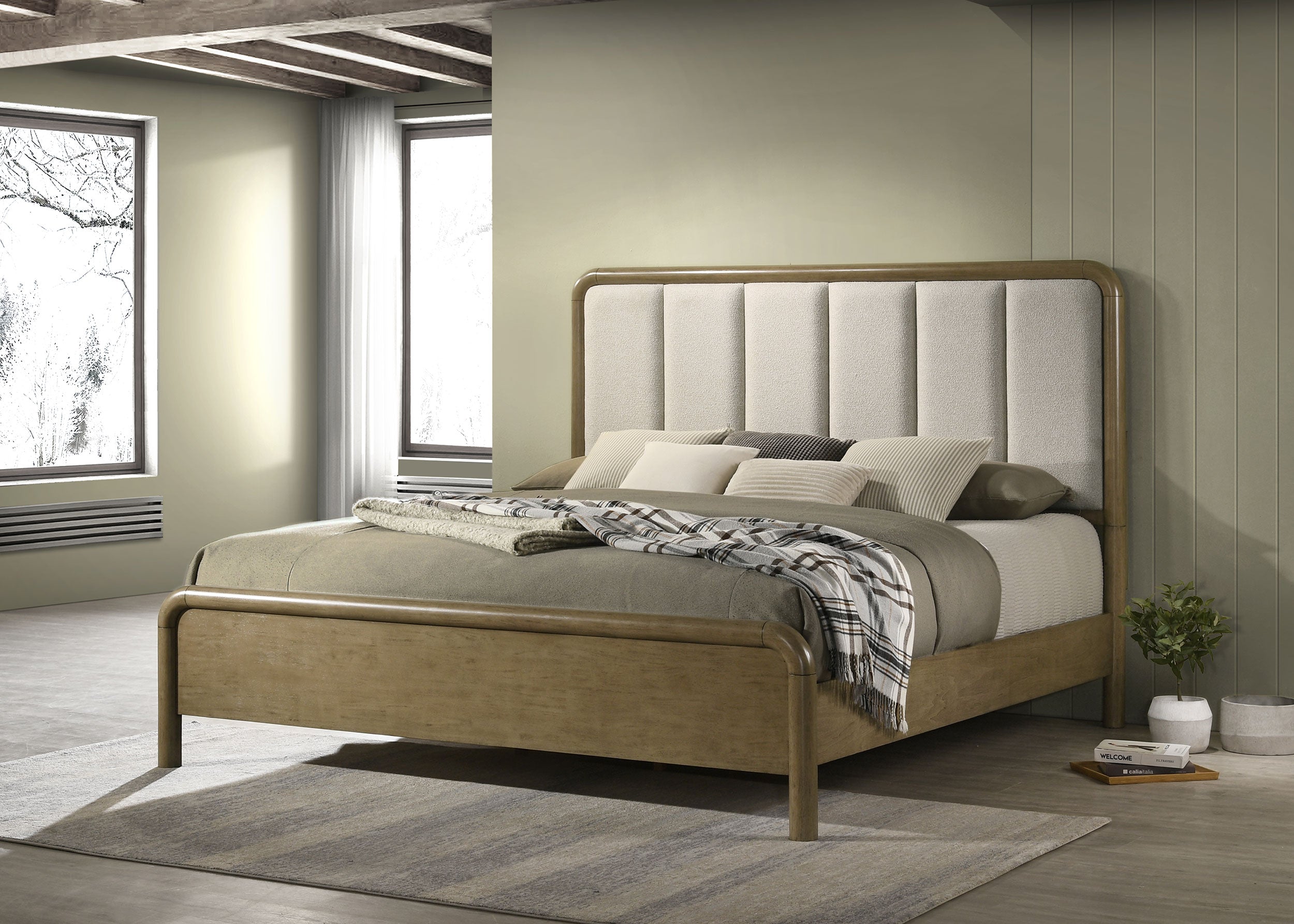 Amsbury 59-inch Upholstered Queen Bed Nutmeg-