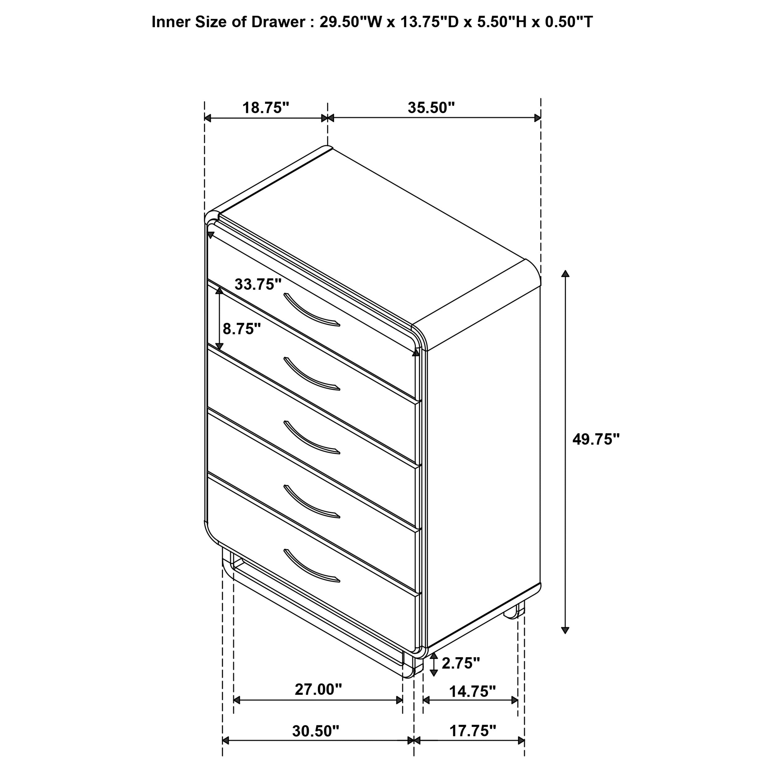 Amsbury 5-drawer Chest of Drawers Nutmeg-
