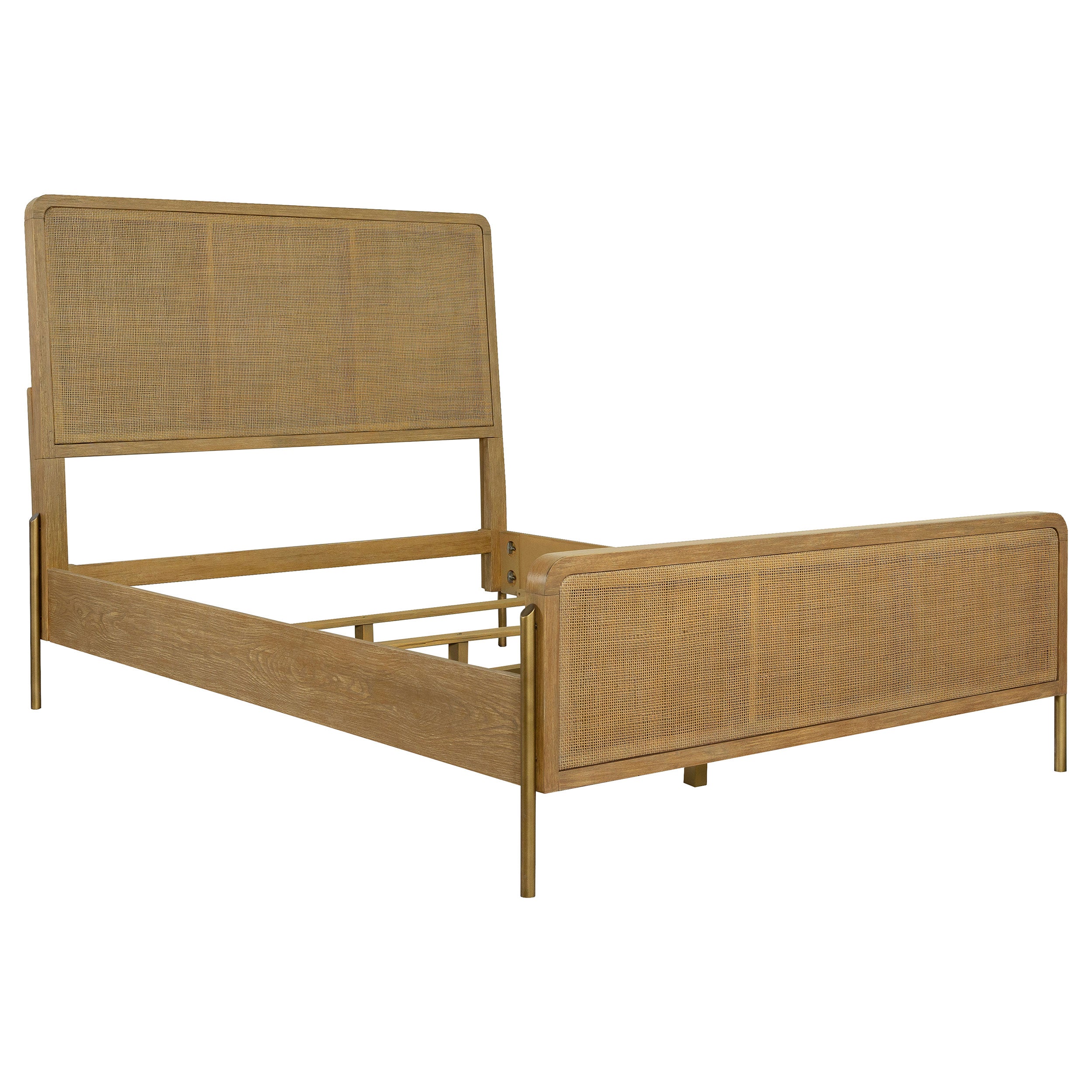 Arini Rattan Queen Panel Bed Sand Wash and Natural Cane-CoasterElevations