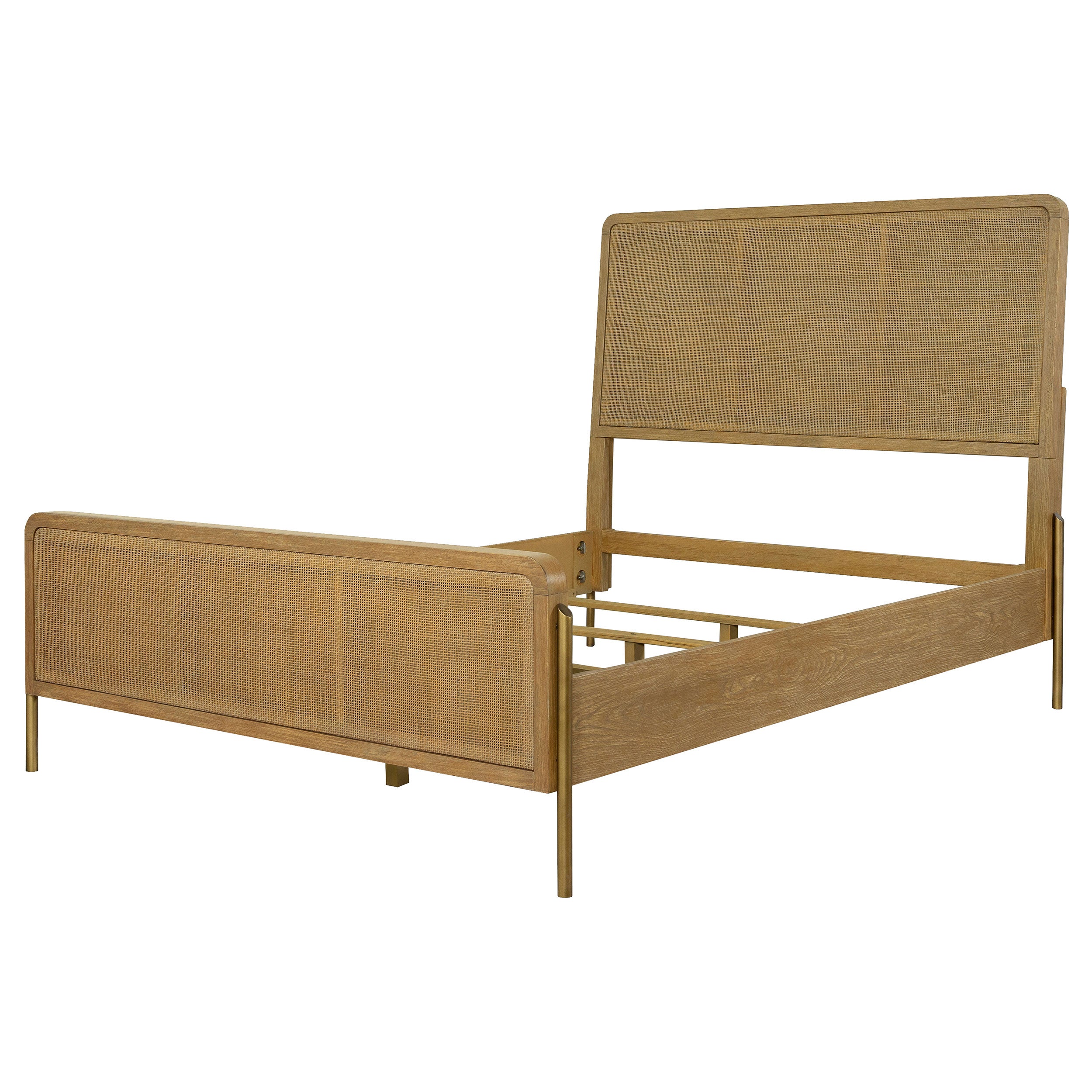 Arini Rattan Queen Panel Bed Sand Wash and Natural Cane-CoasterElevations