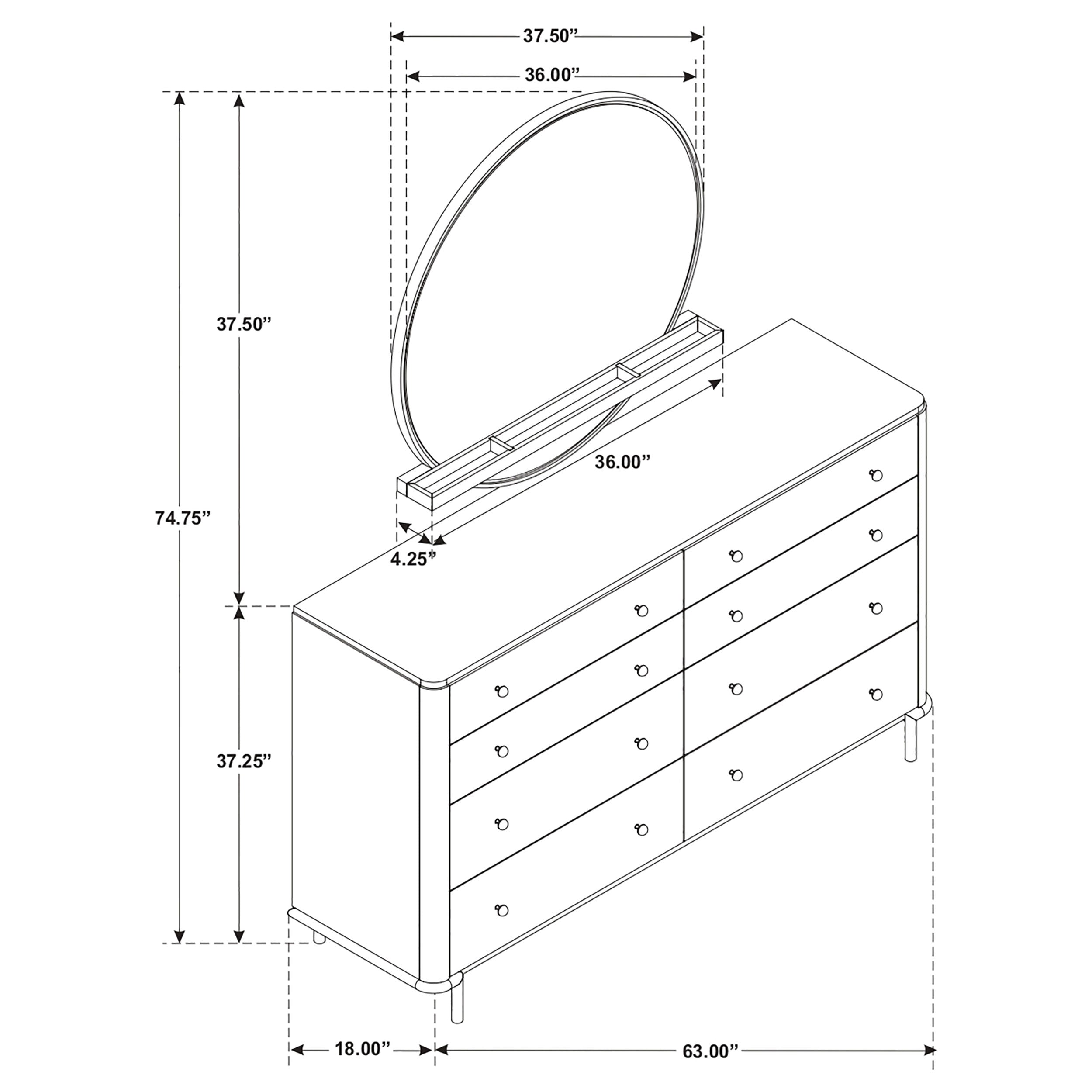 Arini 8-drawer Dresser with Mirror Black-