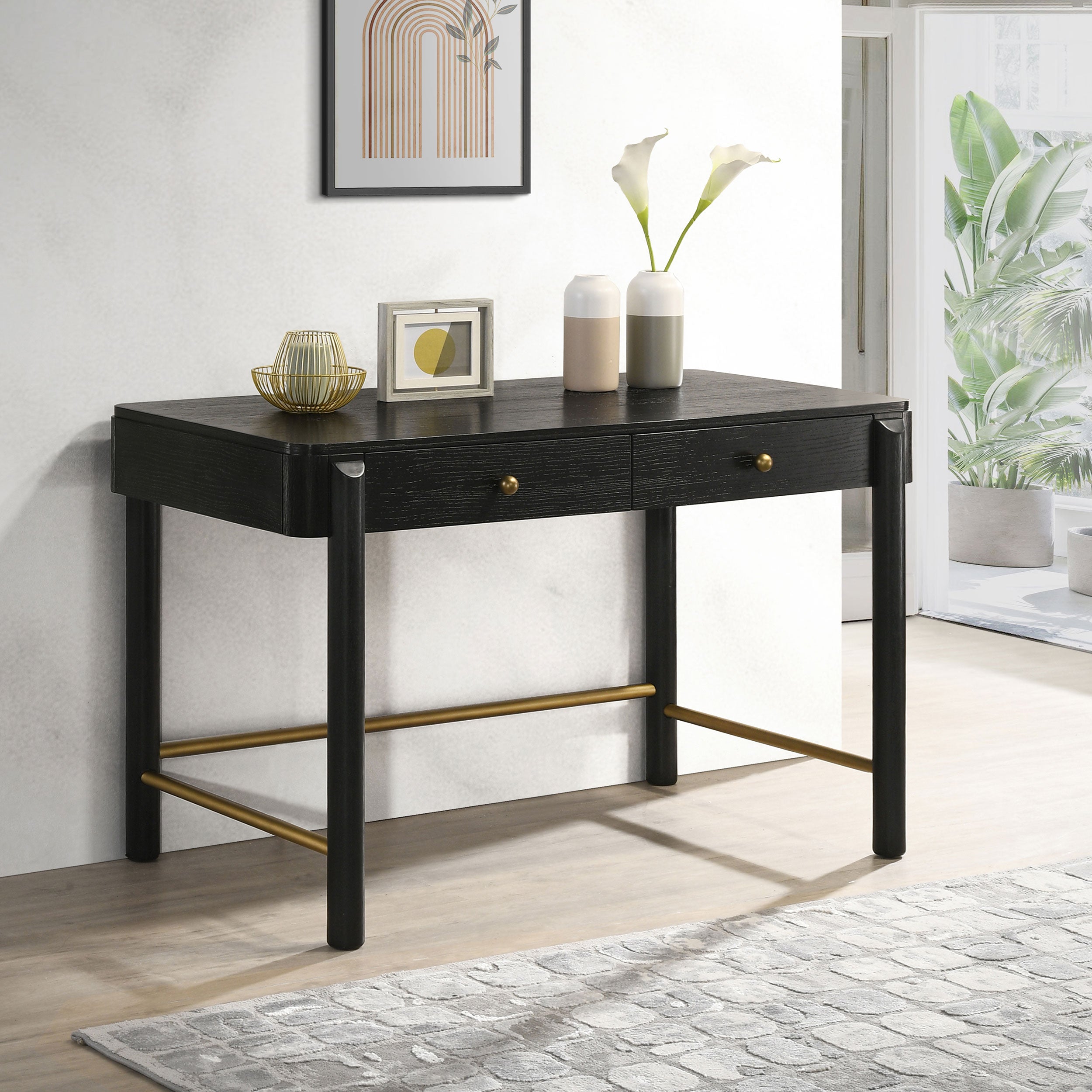 Arini 2-drawer Vanity Desk Makeup Table Black-