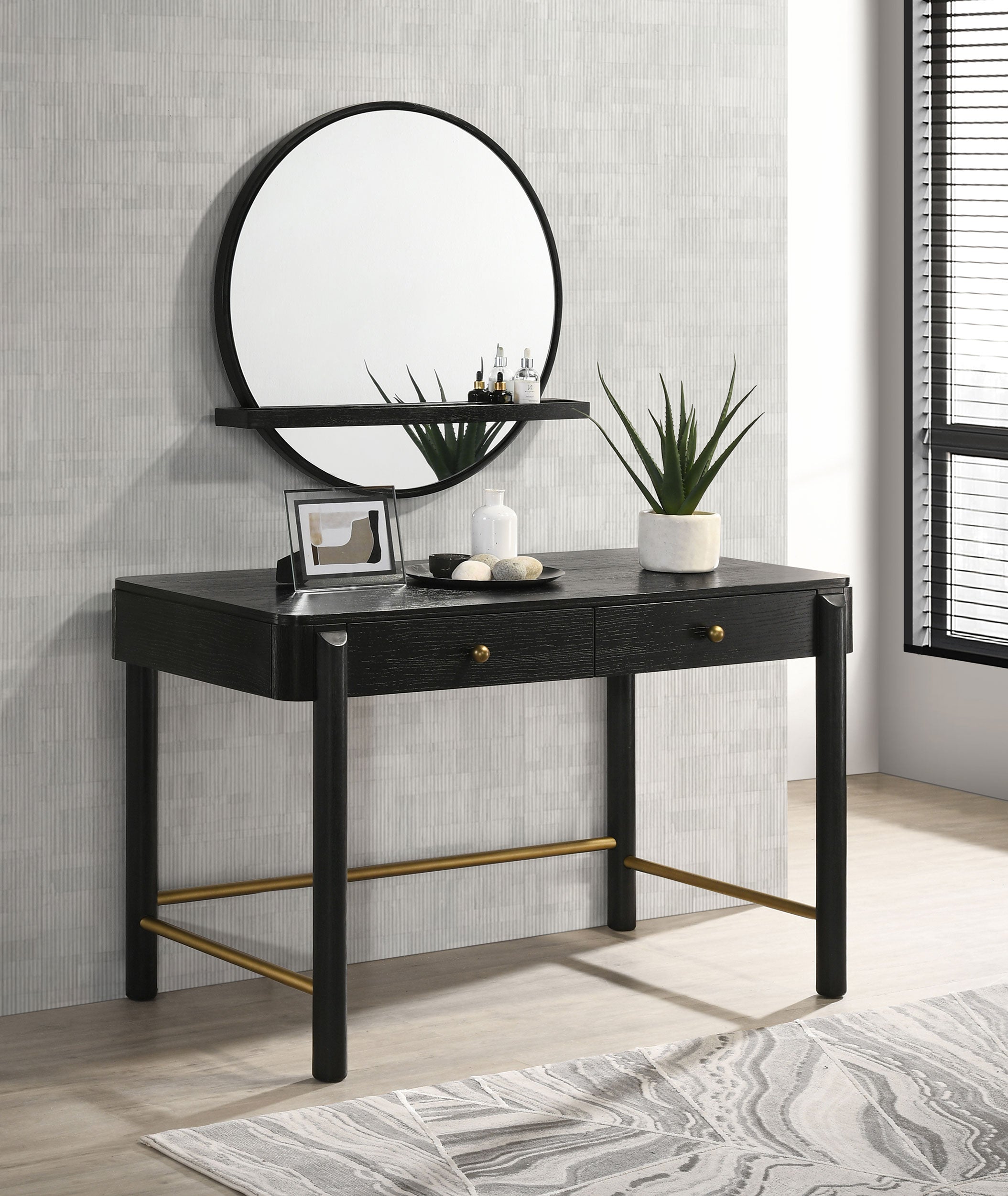 Arini 2-drawer Vanity Desk Makeup Table Black-