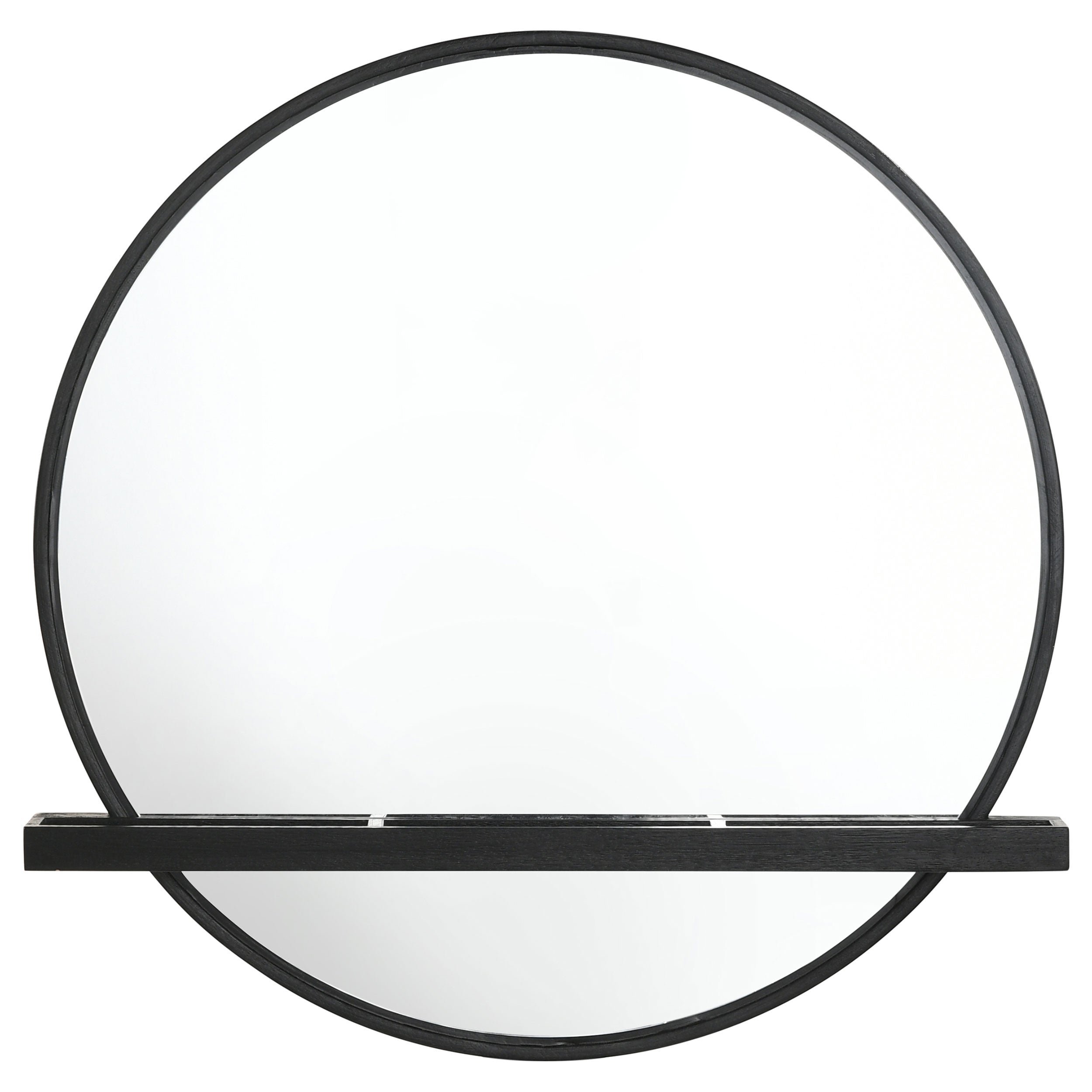 Arini Round Vanity Wall Mirror with Shelf Black-