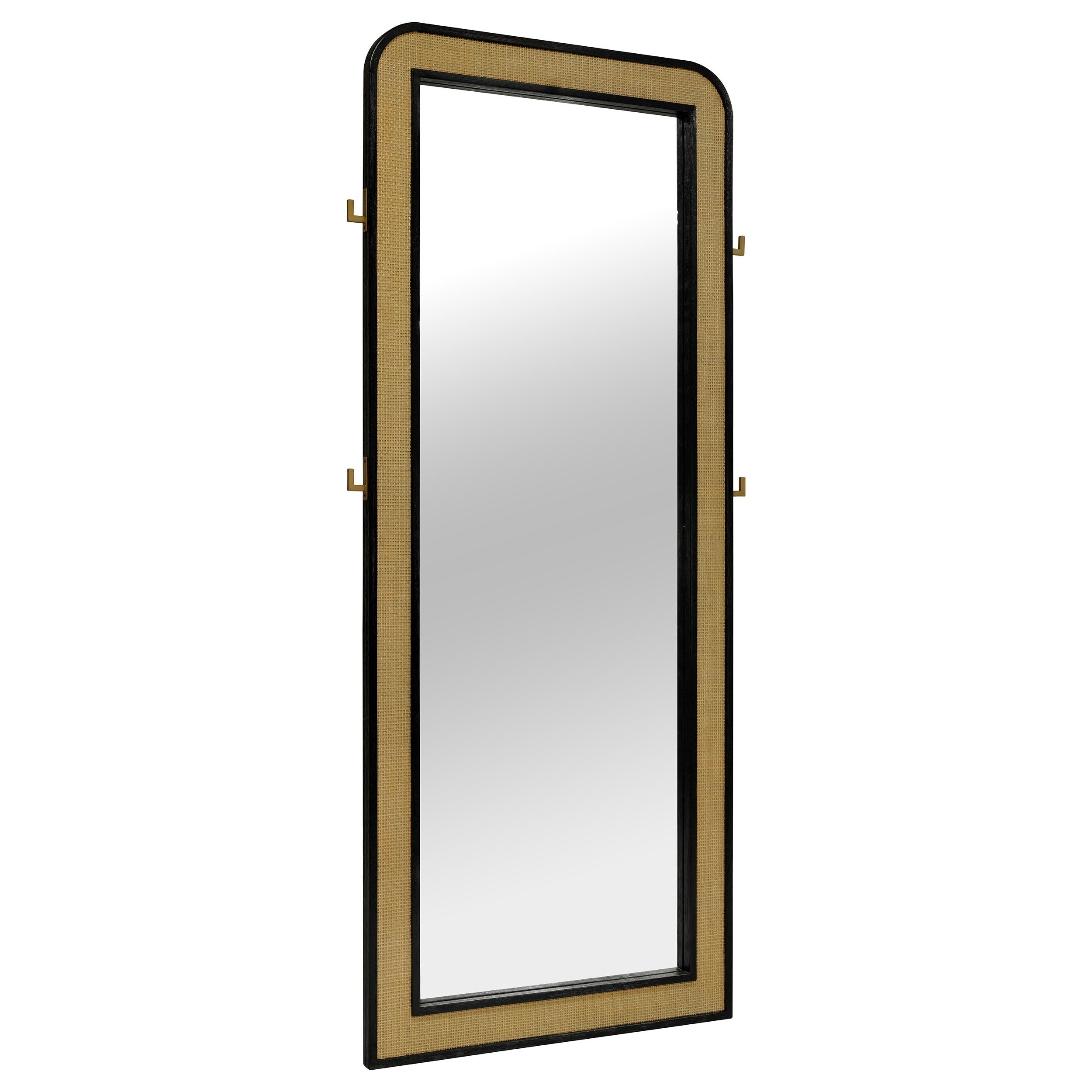 Arini Cane Weave Full Length Standing Floor Mirror Black-