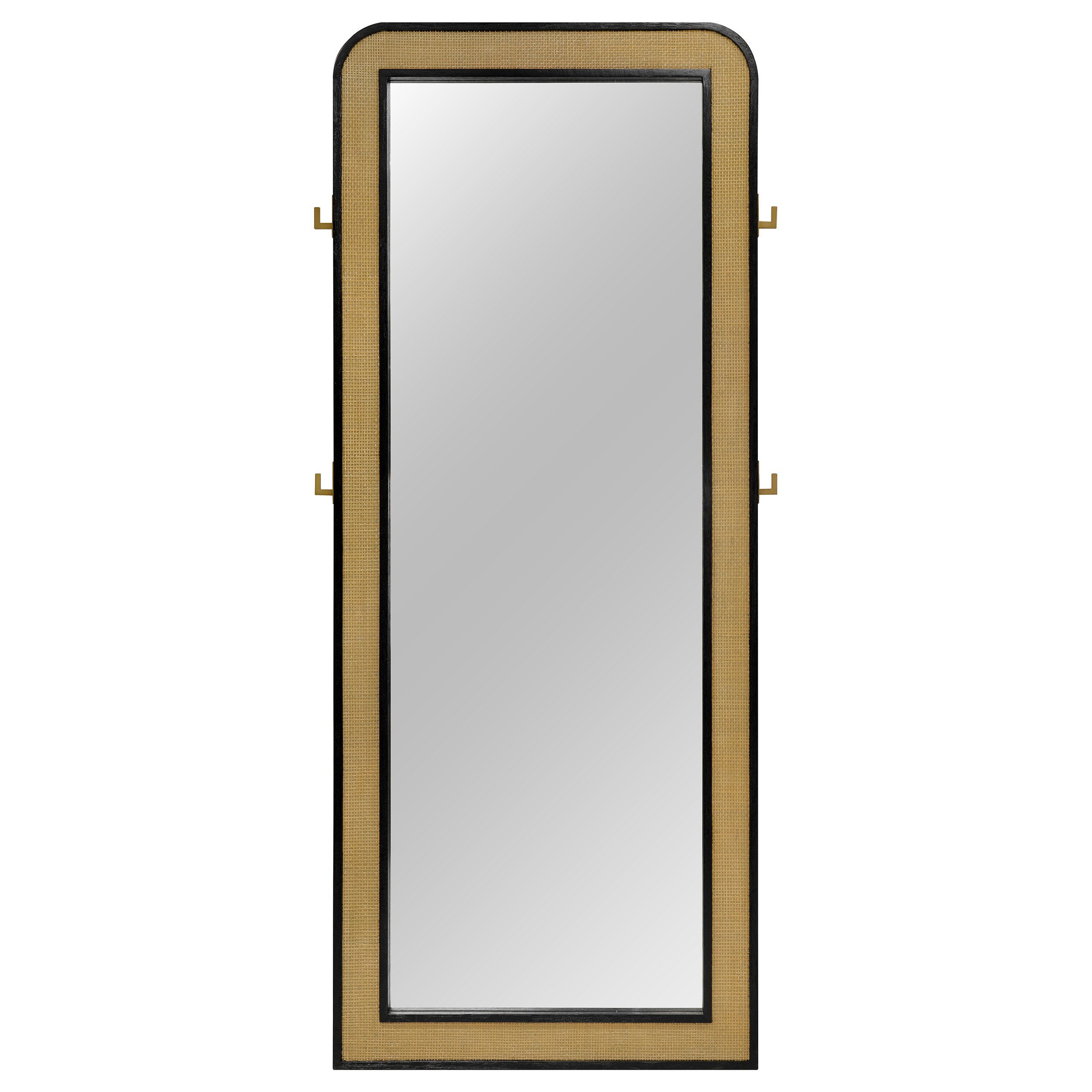 Arini Cane Weave Full Length Standing Floor Mirror Black-