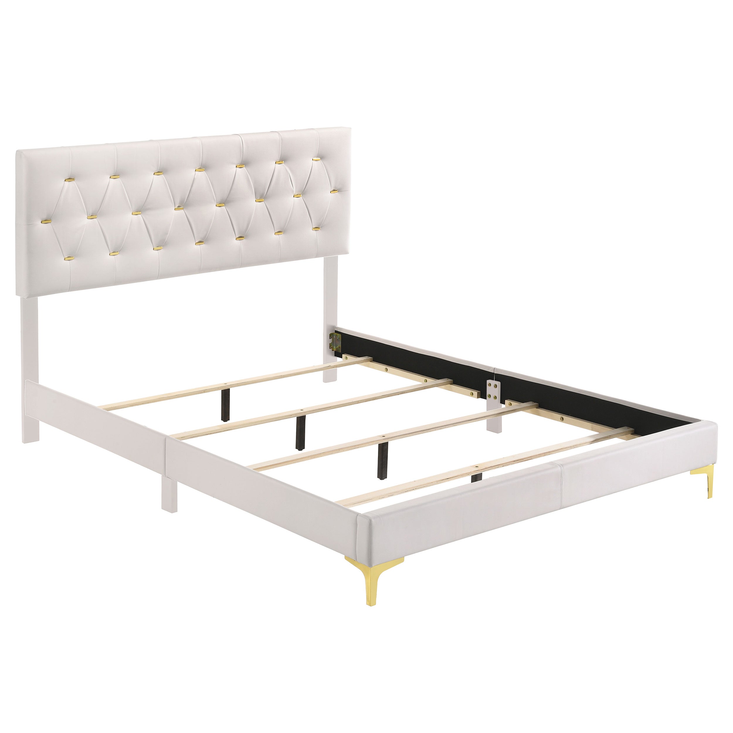 Kendall Upholstered Queen Panel Bed White-CoasterEveryday