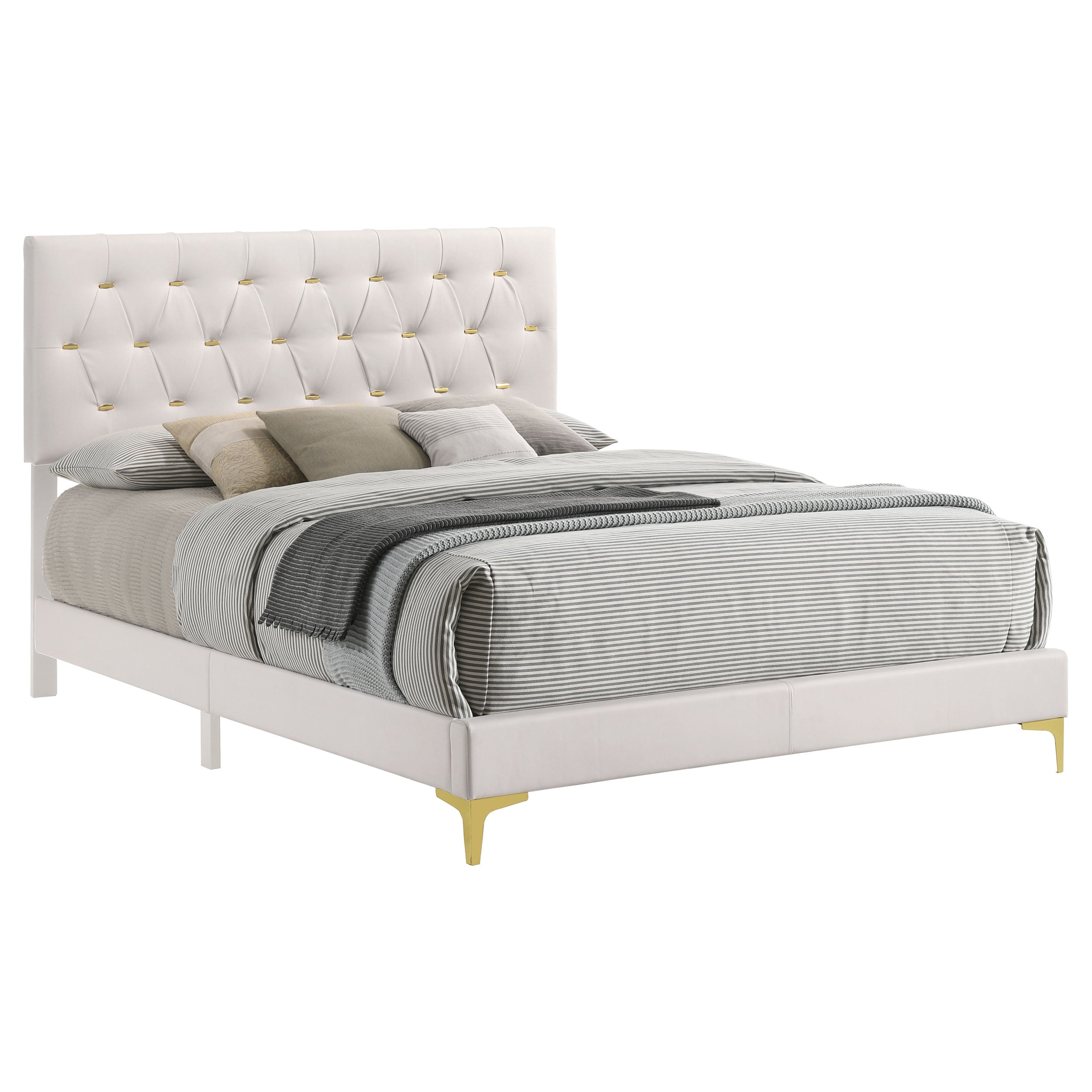 Kendall Upholstered Queen Panel Bed White-CoasterEveryday