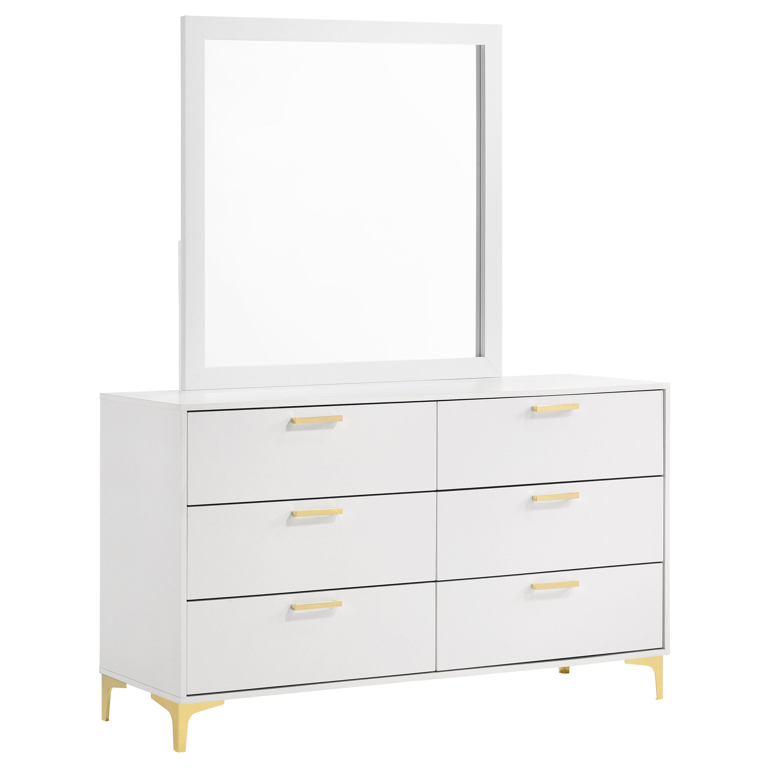 Kendall 6-drawer Dresser with Mirror White-CoasterEveryday
