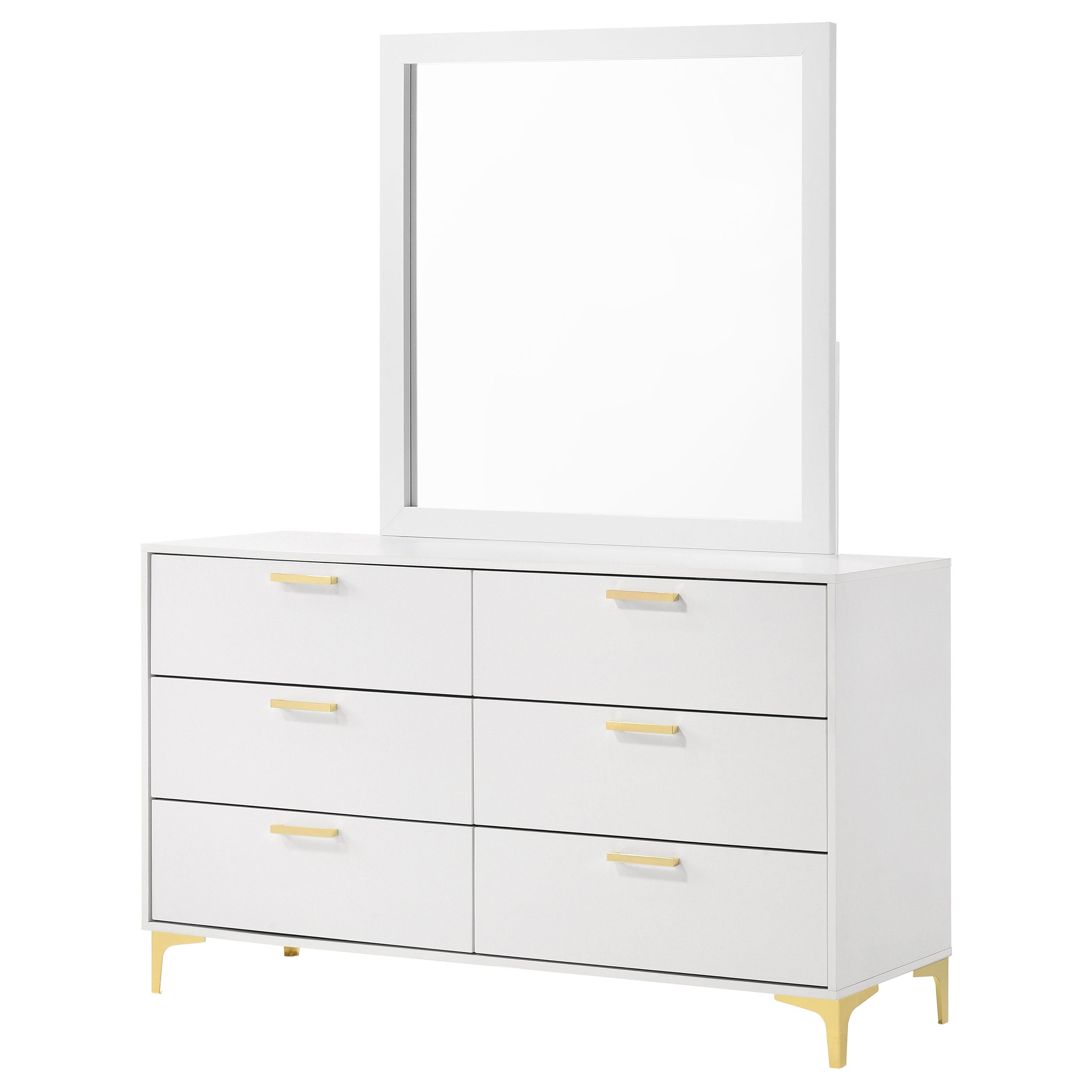 Kendall 6-drawer Dresser with Mirror White-CoasterEveryday