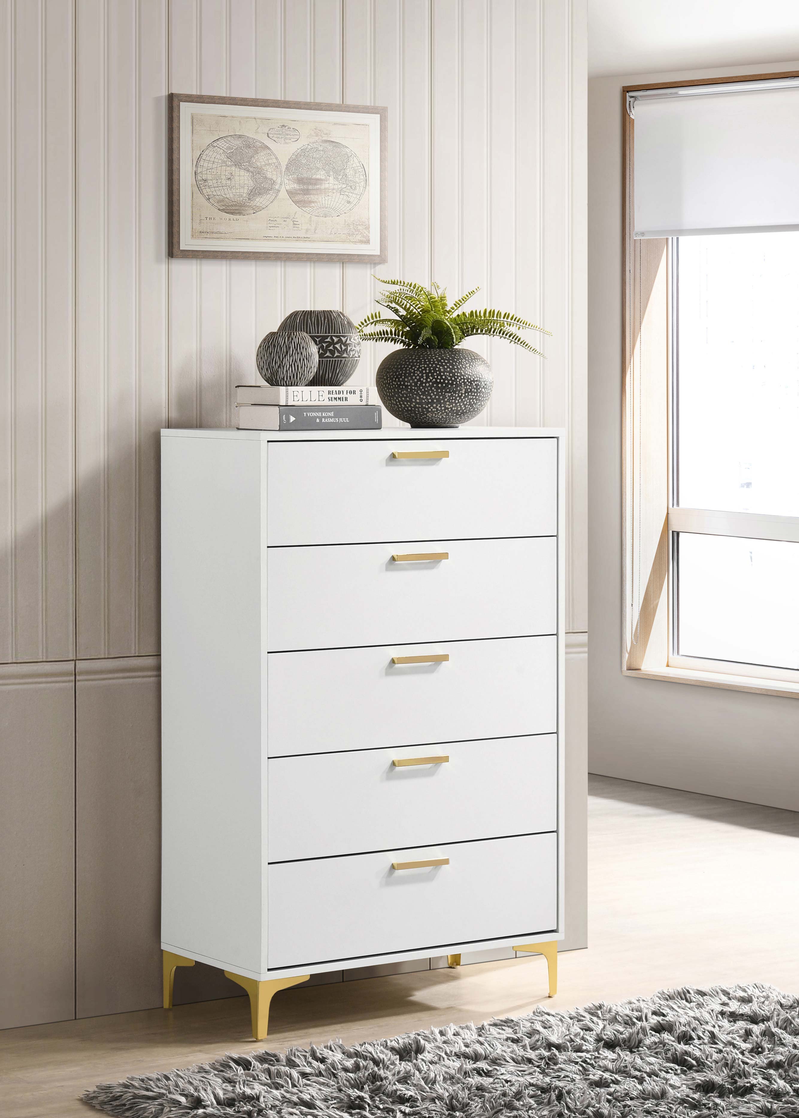 Kendall 5-drawer Bedroom Chest White-CoasterEveryday