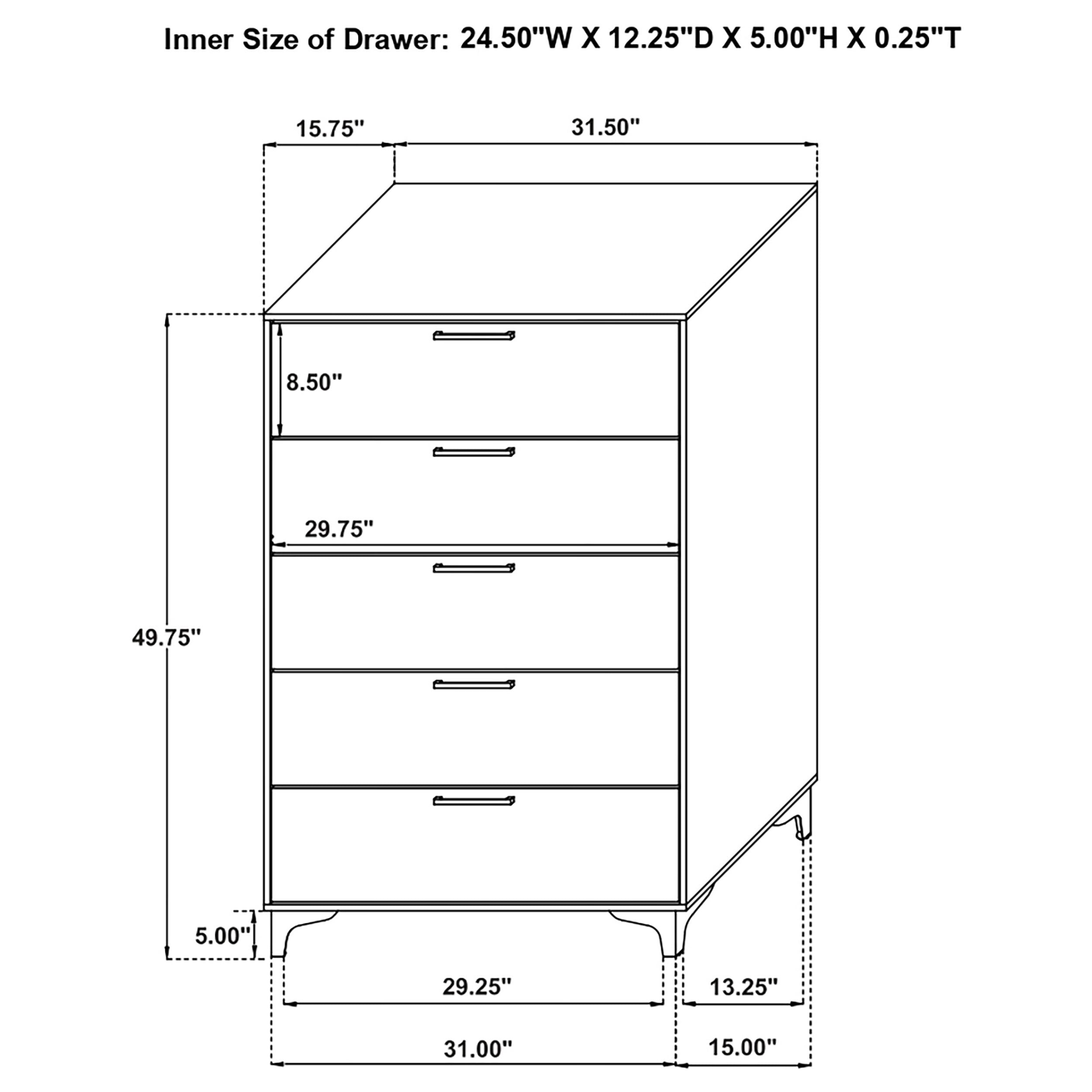 Kendall 5-drawer Bedroom Chest White-CoasterEveryday