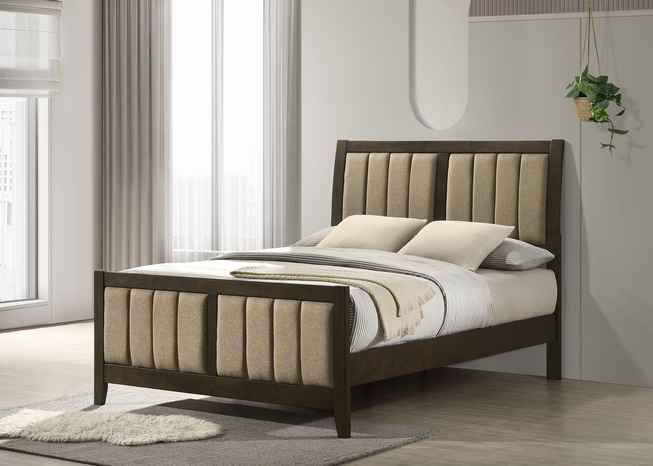 Wilkes 51-inch Upholstered Full Bed Dark Cocoa-