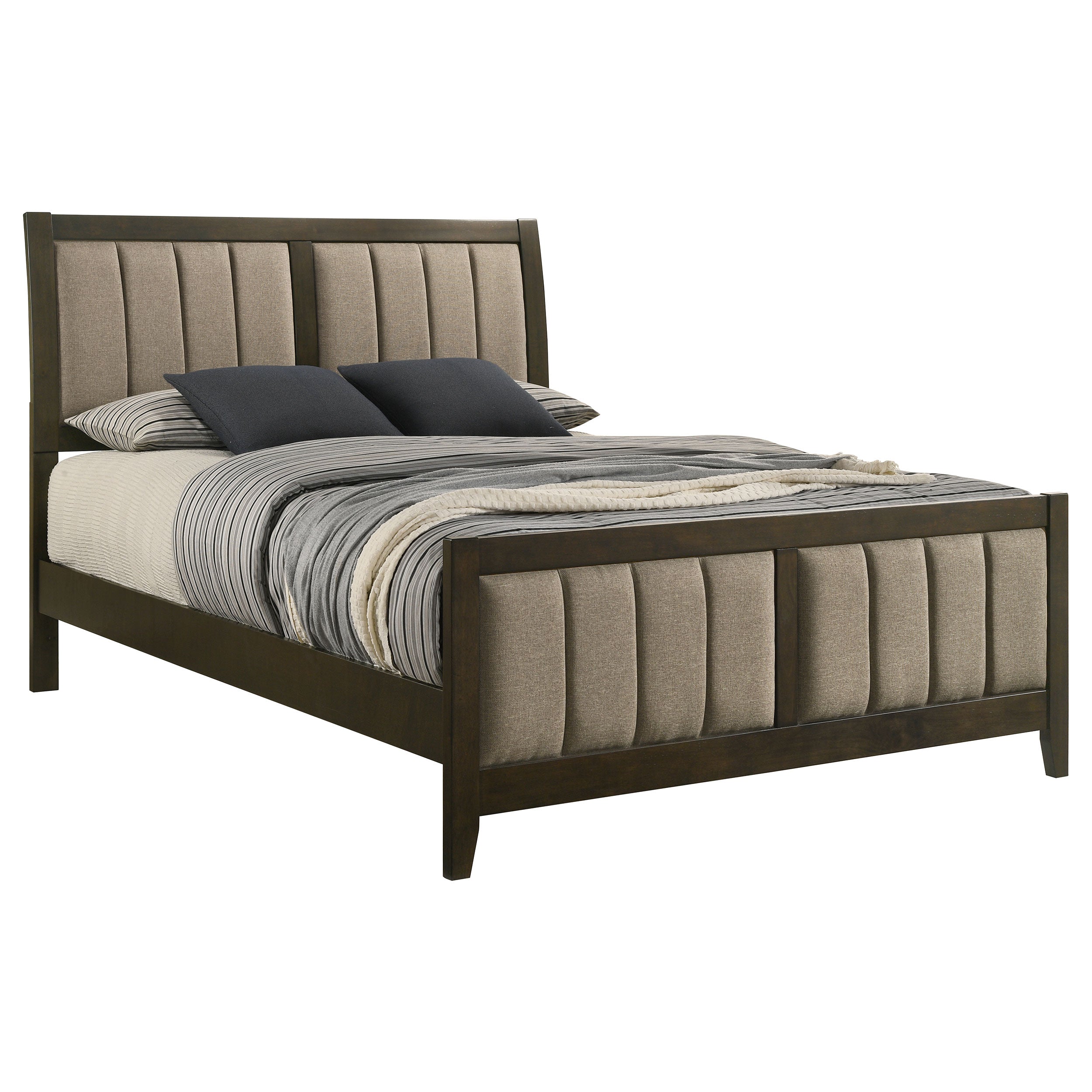 Wilkes 51-inch Upholstered Queen Bed Dark Cocoa-