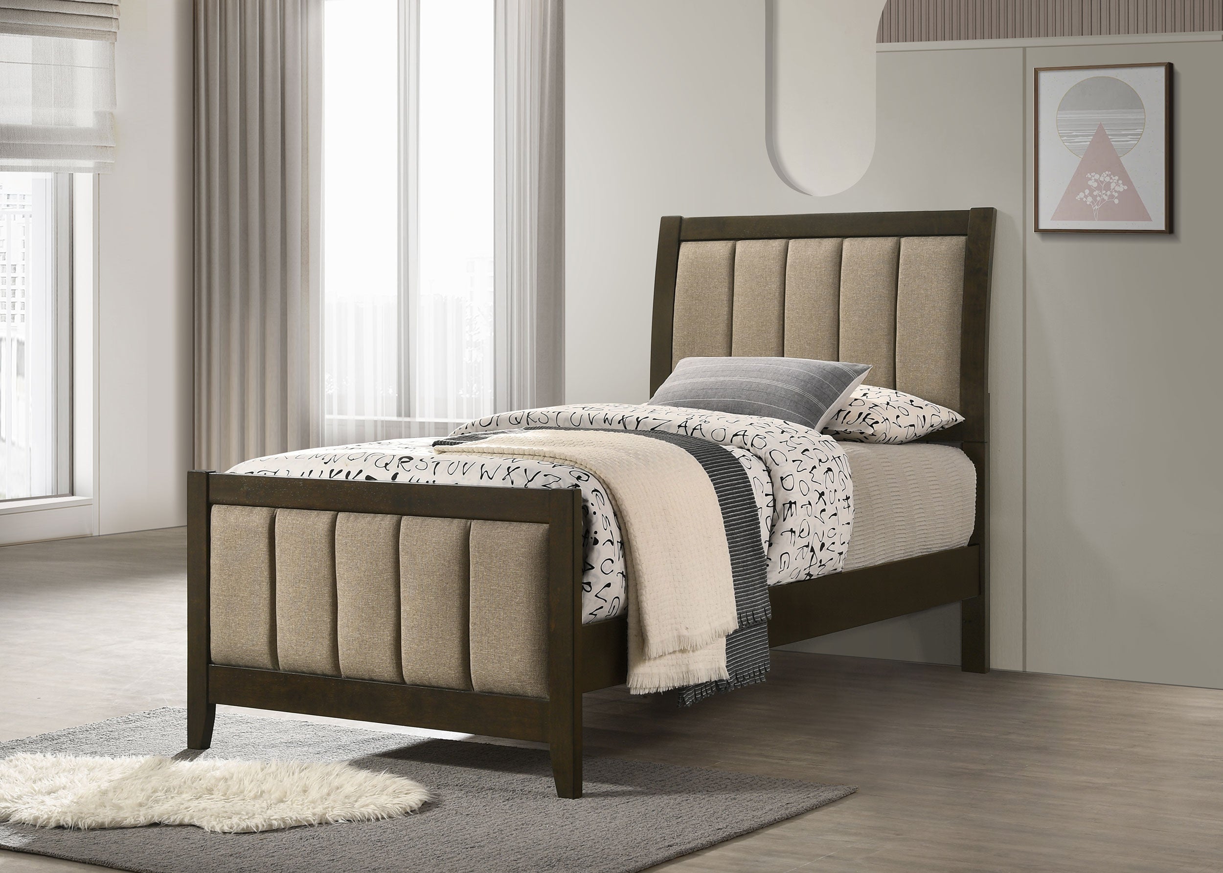 Wilkes 51-inch Upholstered Twin Bed Dark Cocoa-