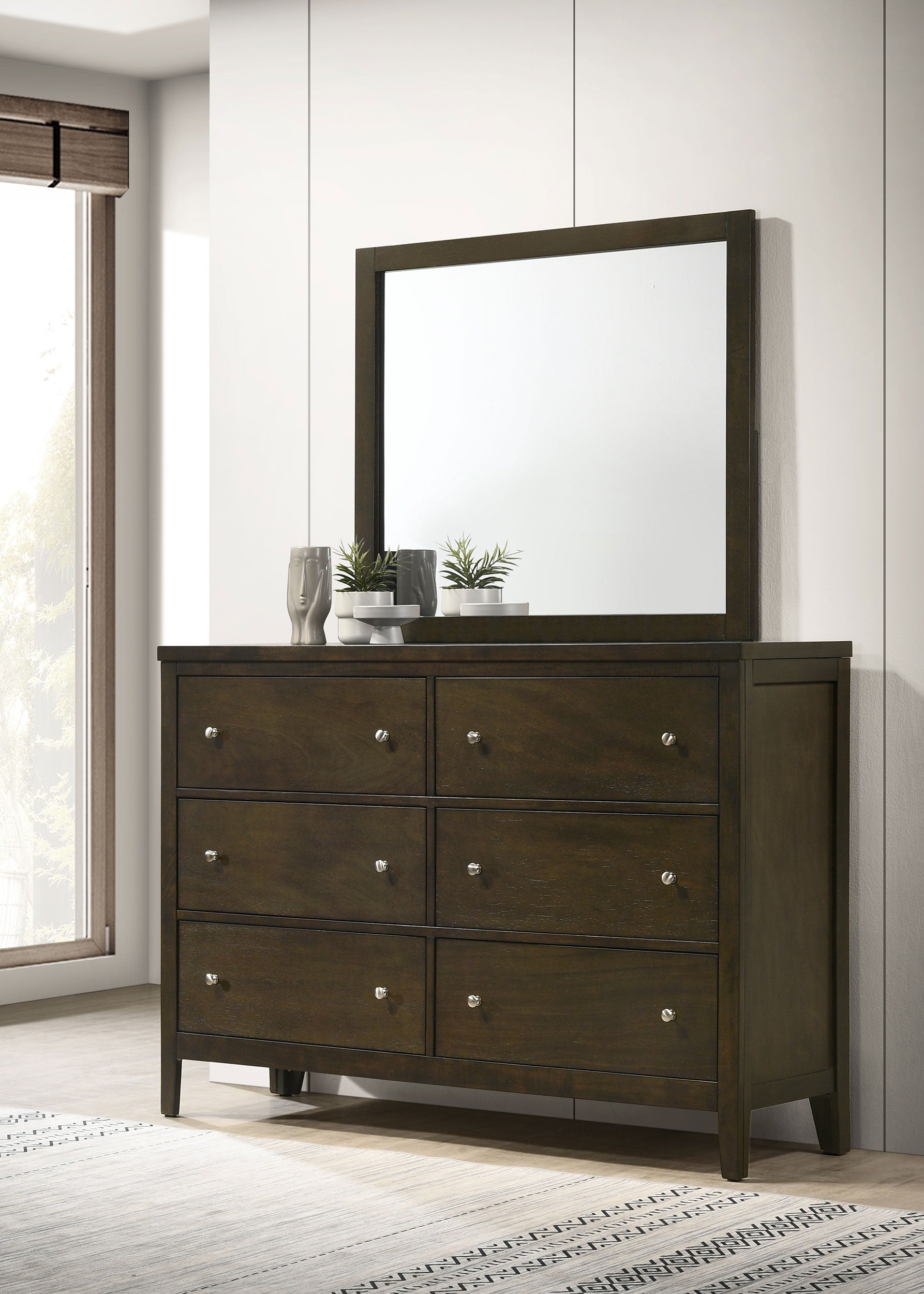 Wilkes 6-drawer Dresser and Mirror Dark Cocoa-