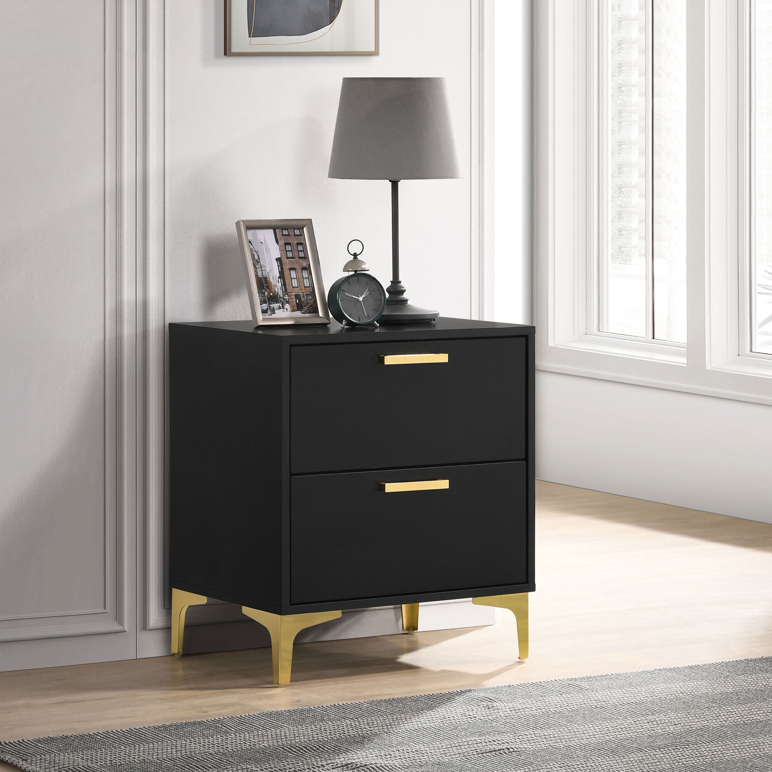 Kendall 2-drawer Nightstand Black-CoasterEveryday