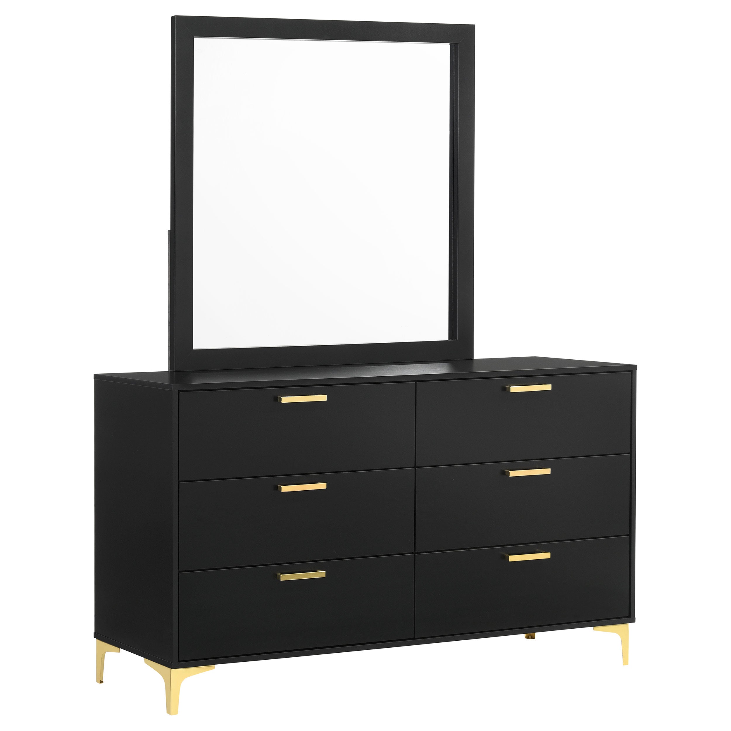 Kendall 6-drawer Dresser with Mirror Black-CoasterEveryday