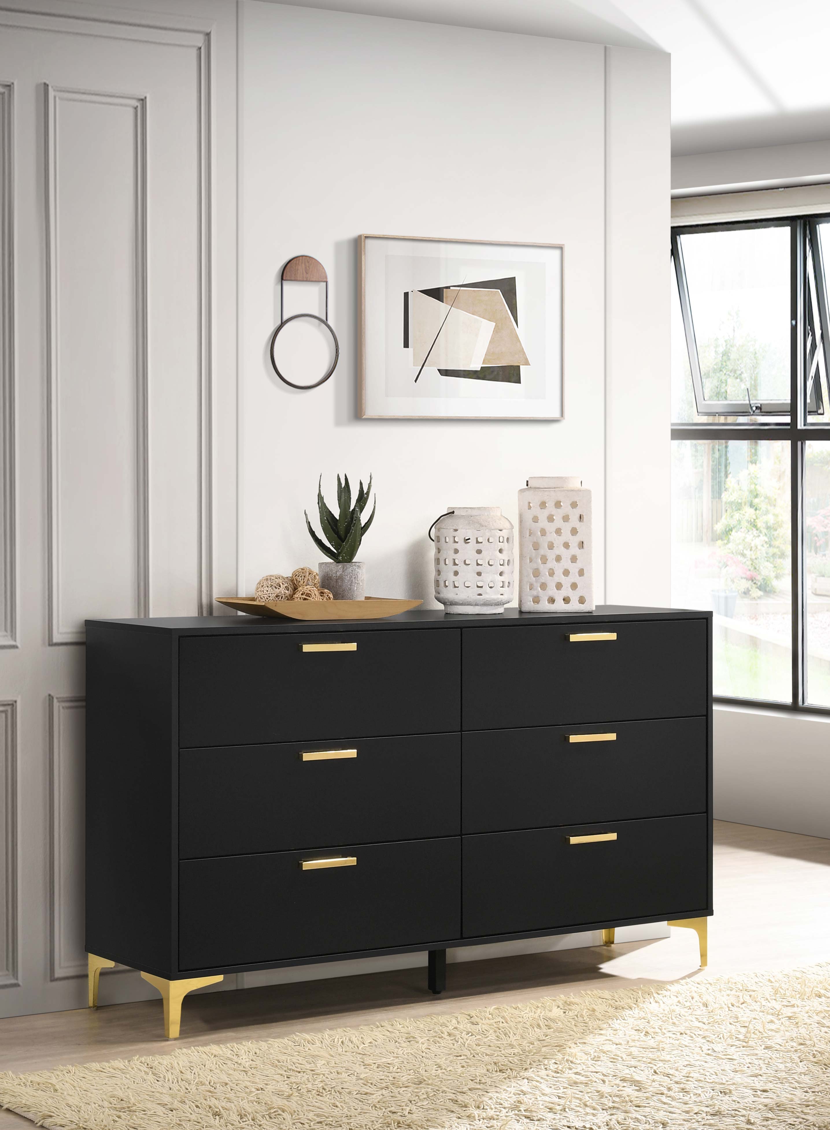 Kendall 6-drawer Dresser Black-CoasterEveryday