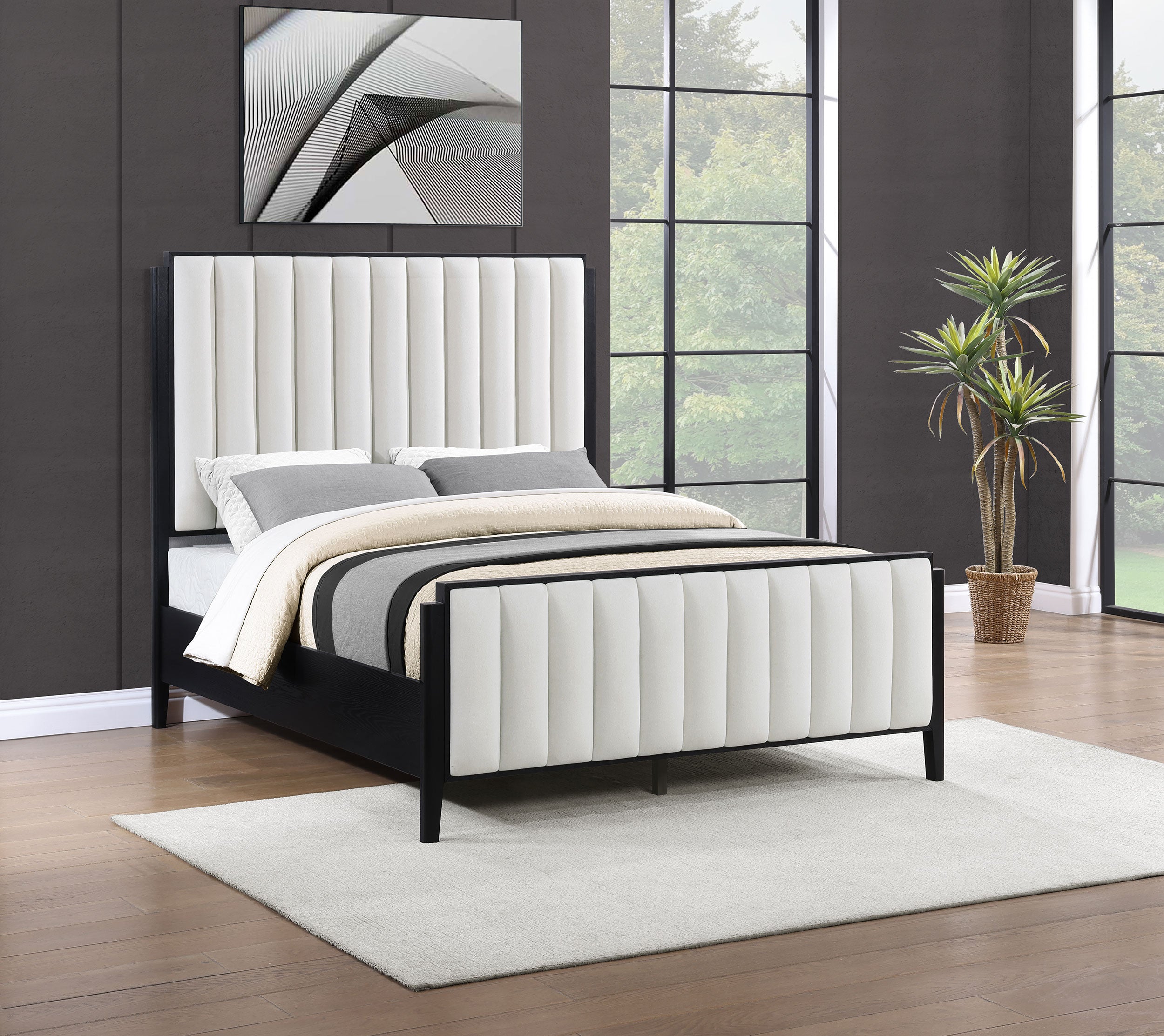 Brookmead 60-inch Upholstered Queen Bed Black-