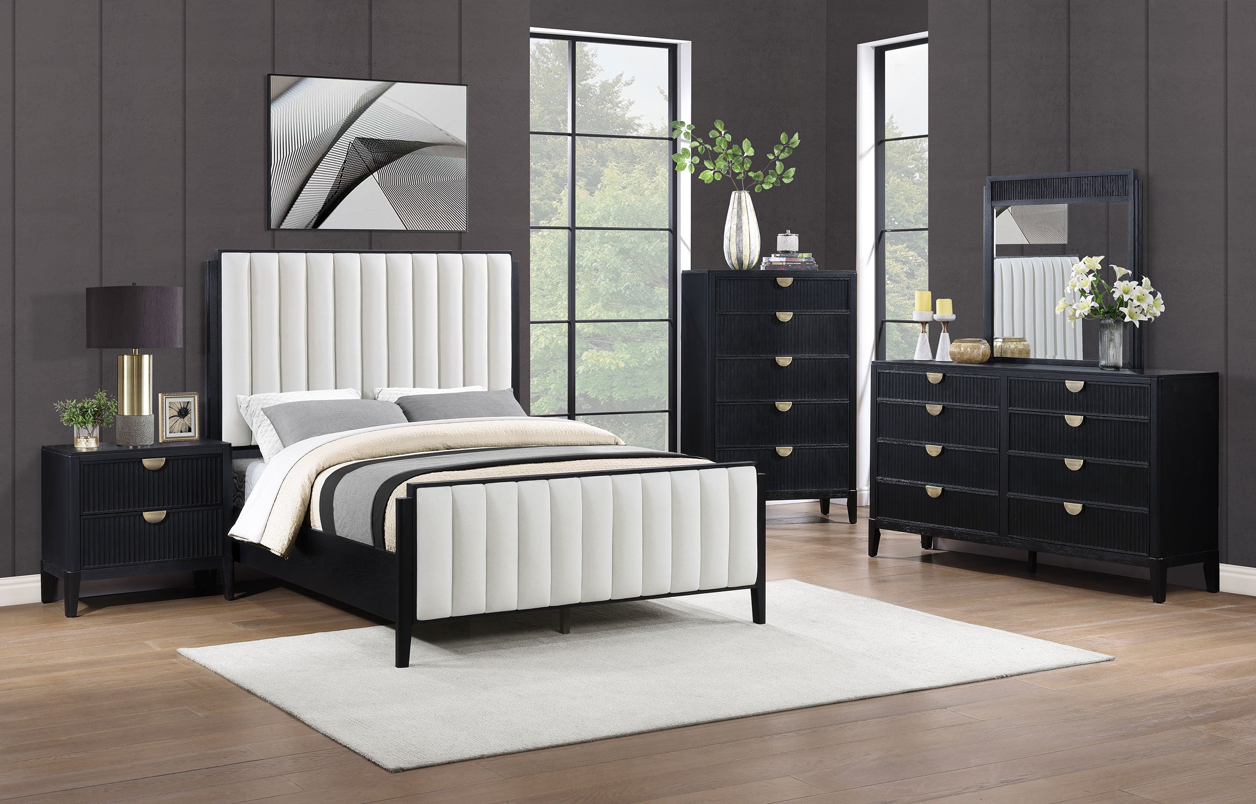 Brookmead 60-inch Upholstered Queen Bed Black-