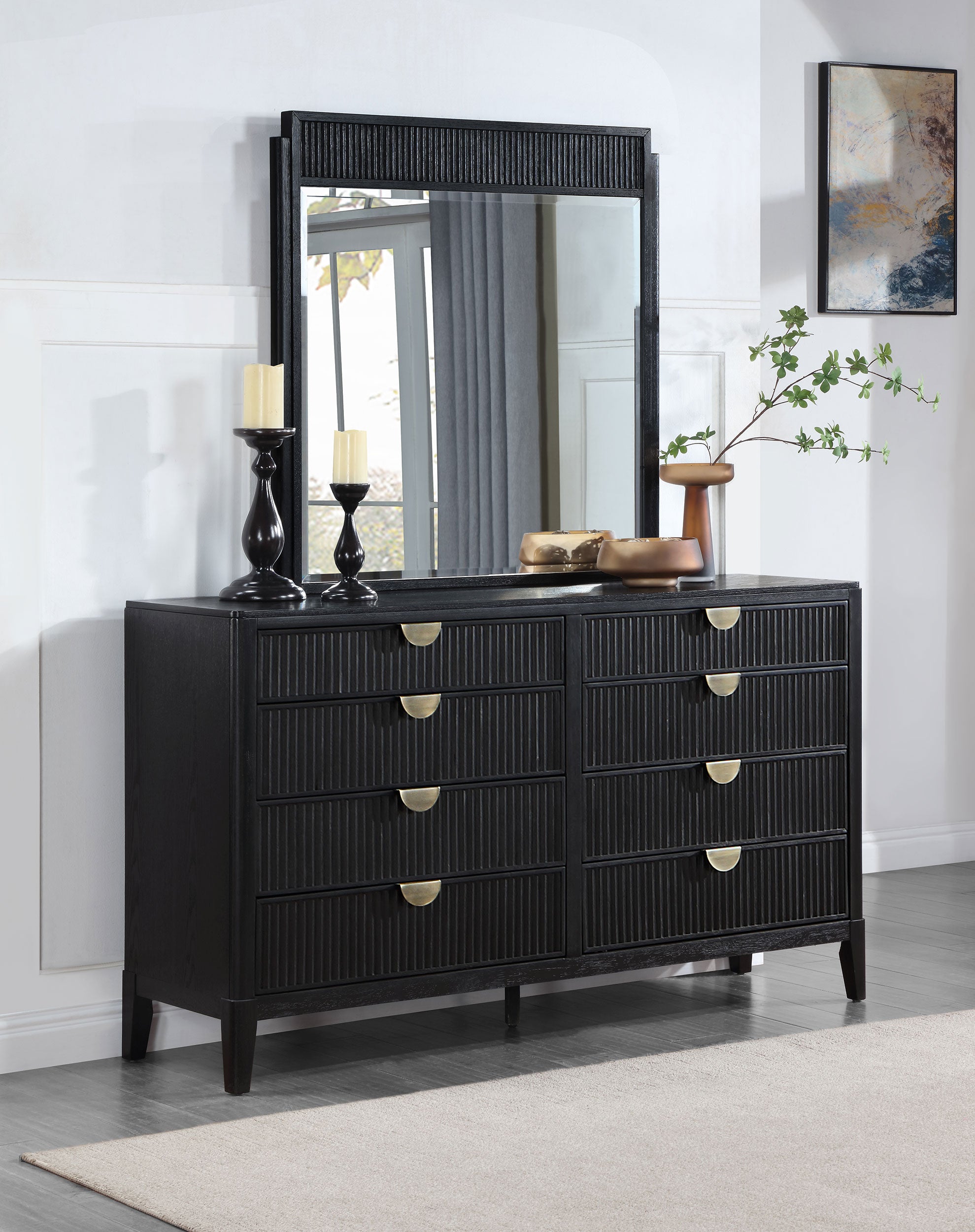 Brookmead 8-drawer Dresser with Mirror Black-