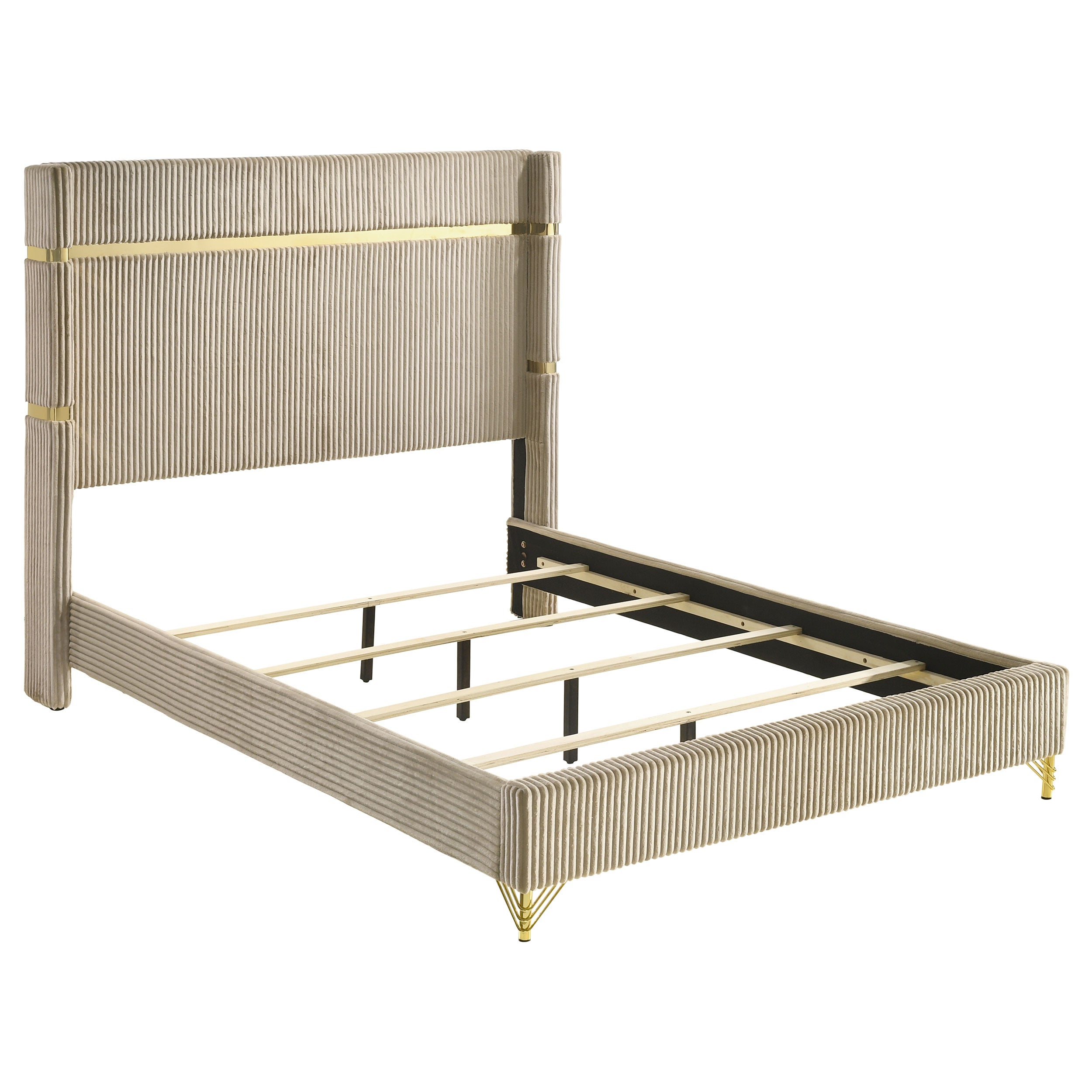 Lucia 61-inch Upholstered Queen Wingback Bed Beige-