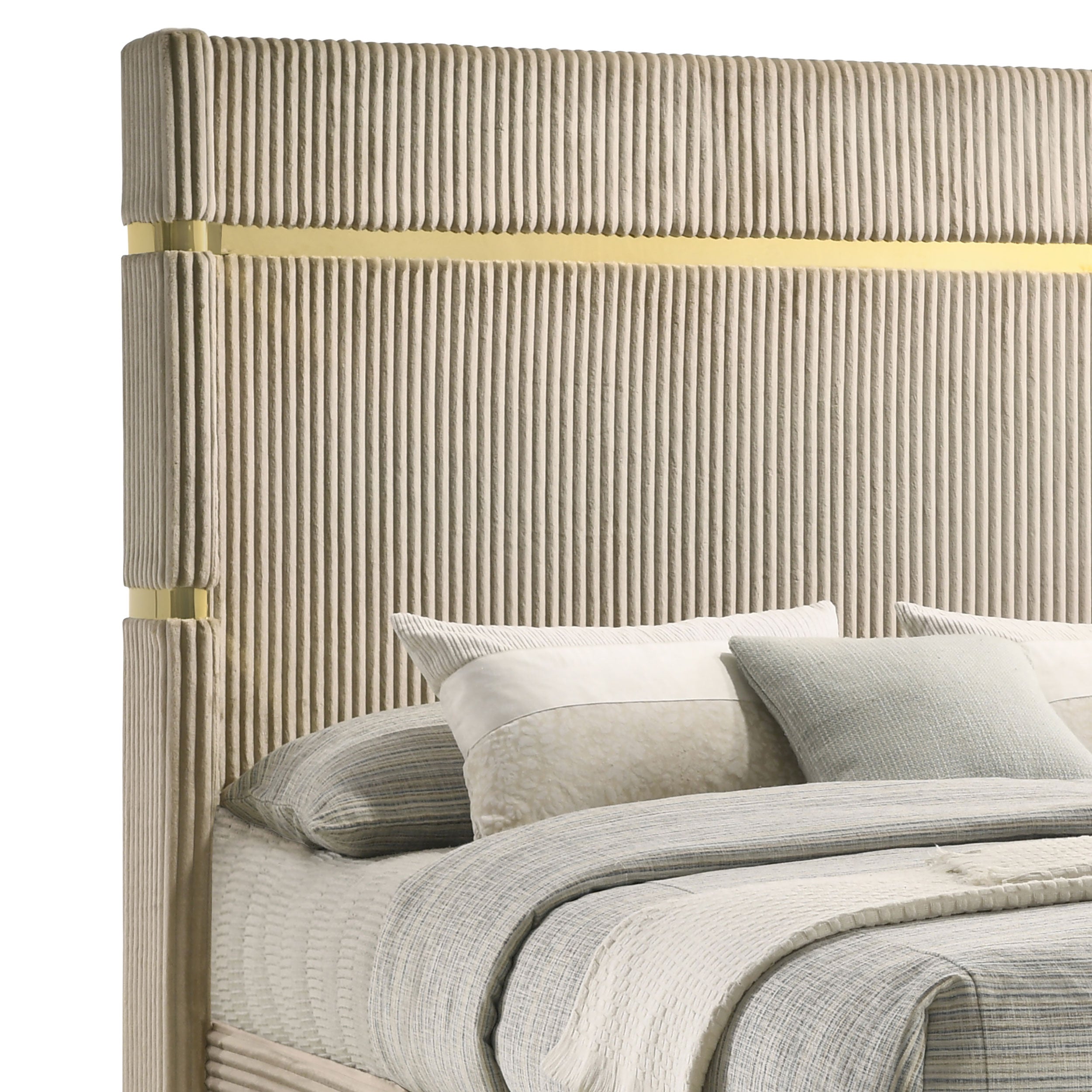 Lucia 61-inch Upholstered Queen Wingback Bed Beige-