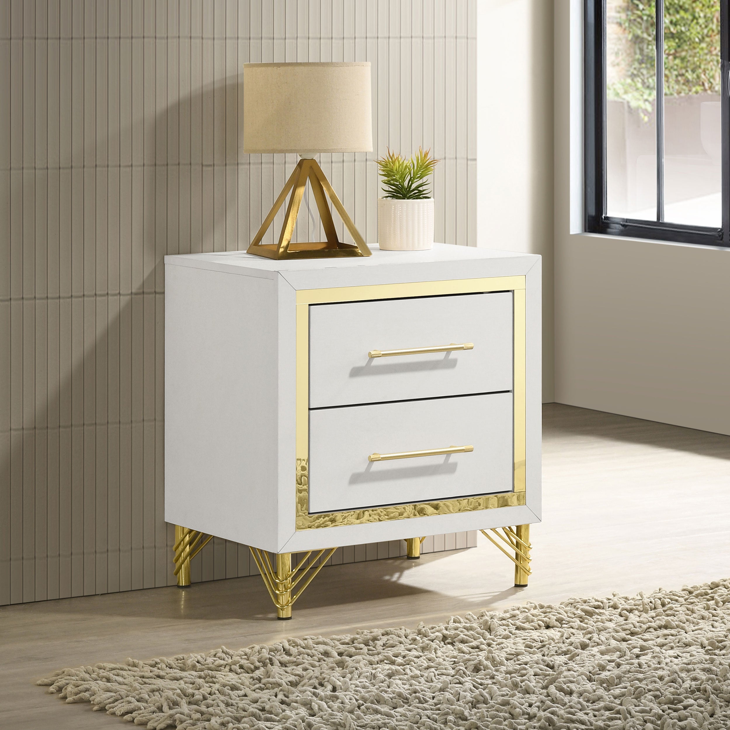 Lucia 2-drawer Nightstand Bedside Table White-