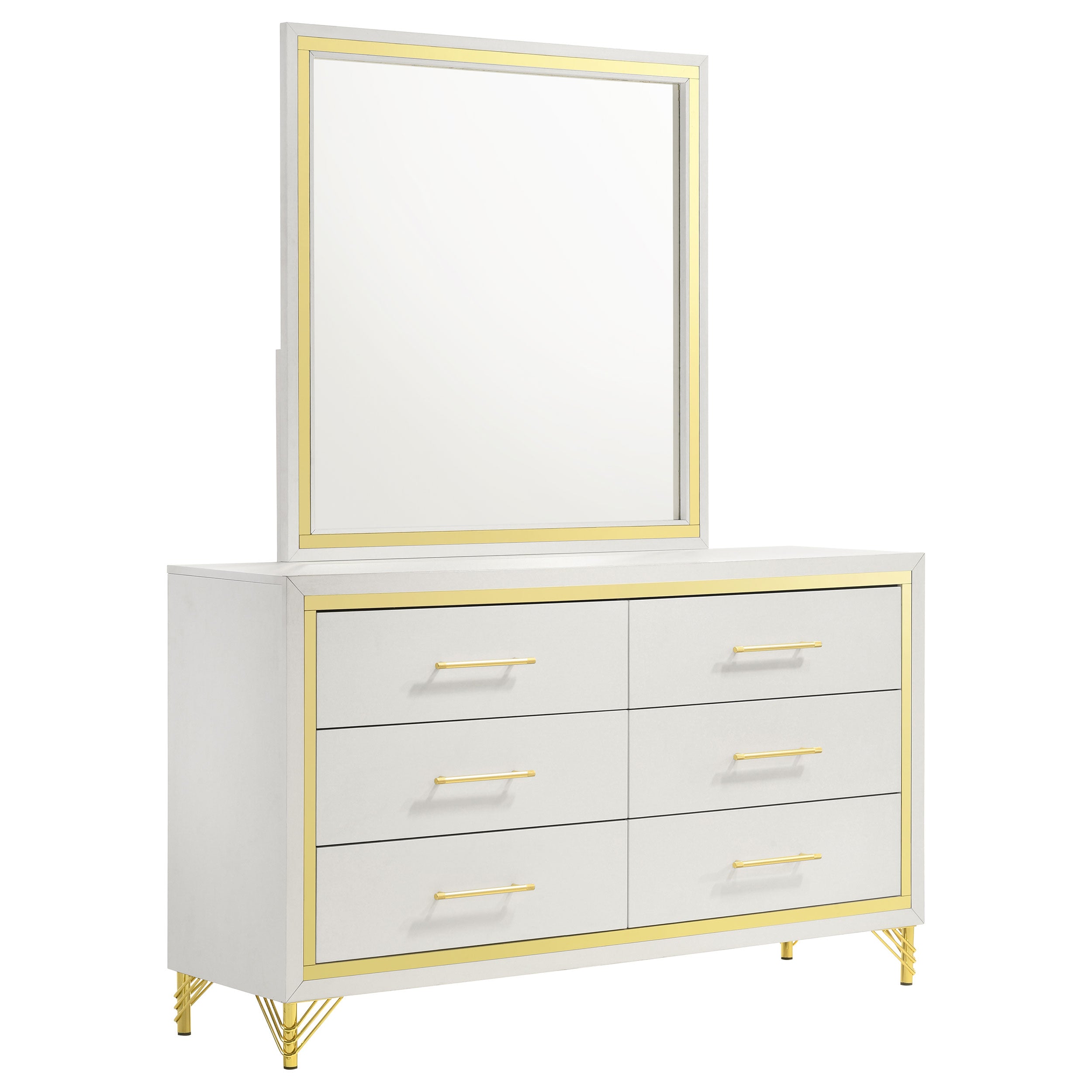 Lucia 6-drawer Dresser with Mirror White -