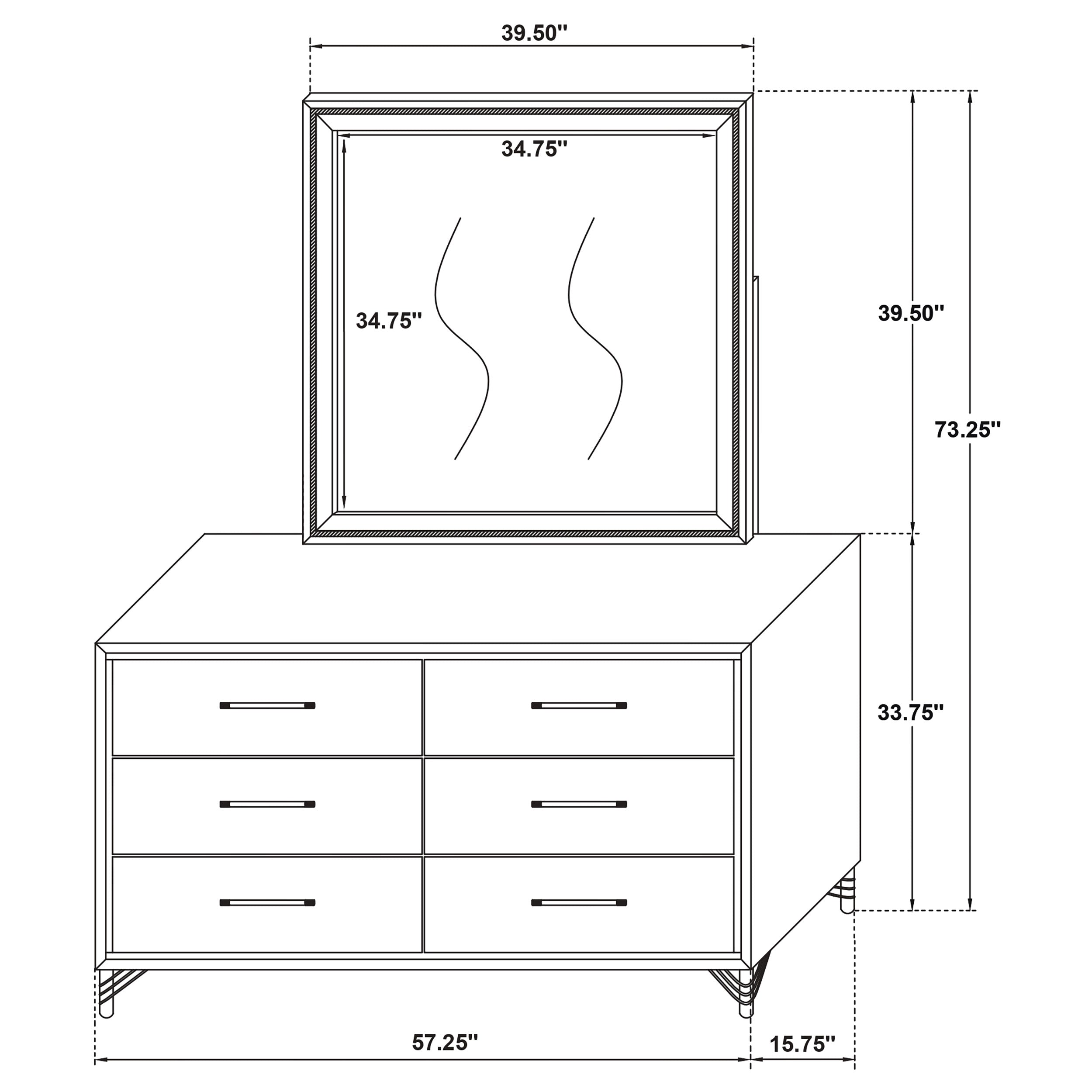 Lucia 6-drawer Dresser with Mirror White -