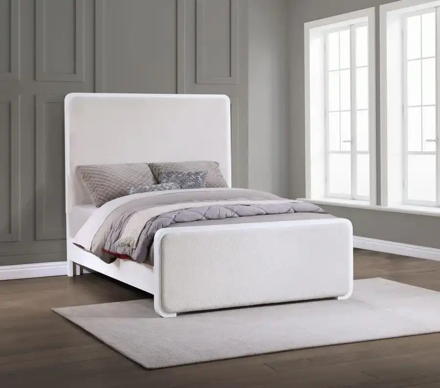 ANASTASIA UPHOLSTERED QUEEN PANEL BED PEARL WHITE