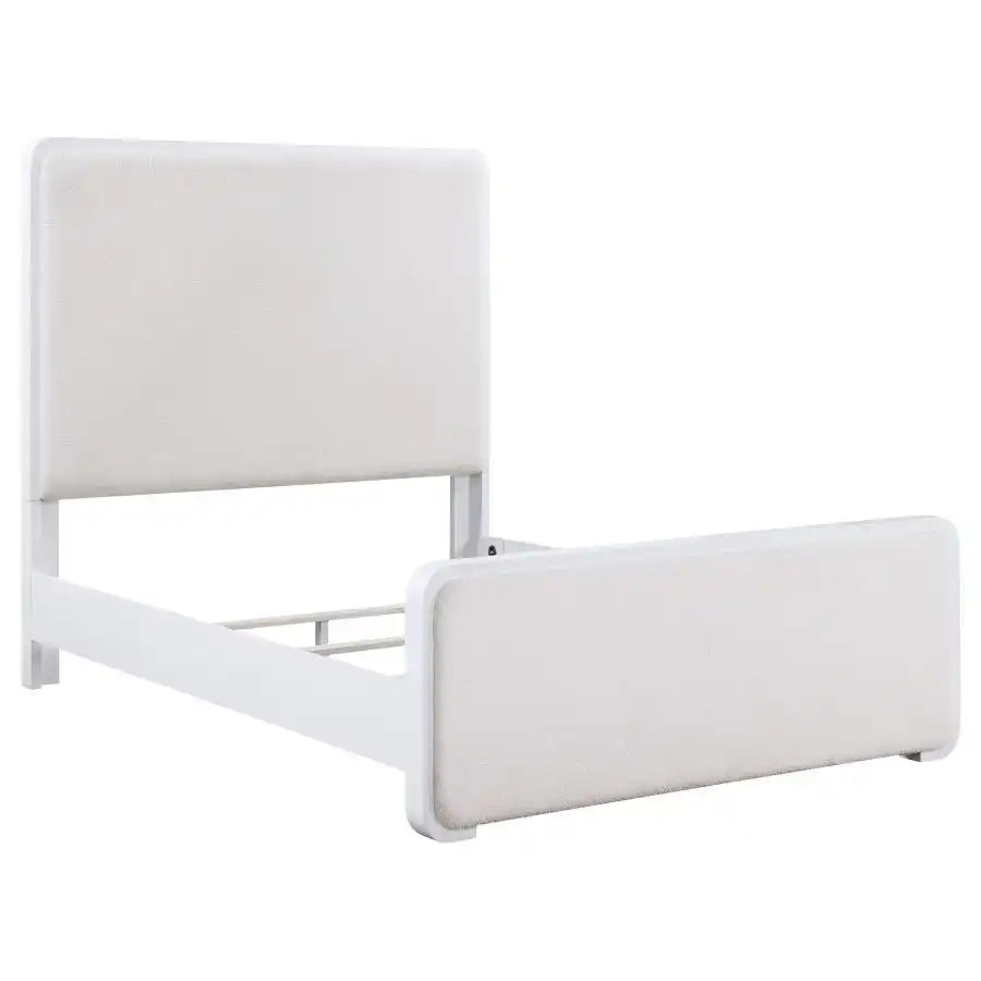 ANASTASIA UPHOLSTERED QUEEN PANEL BED PEARL WHITE
